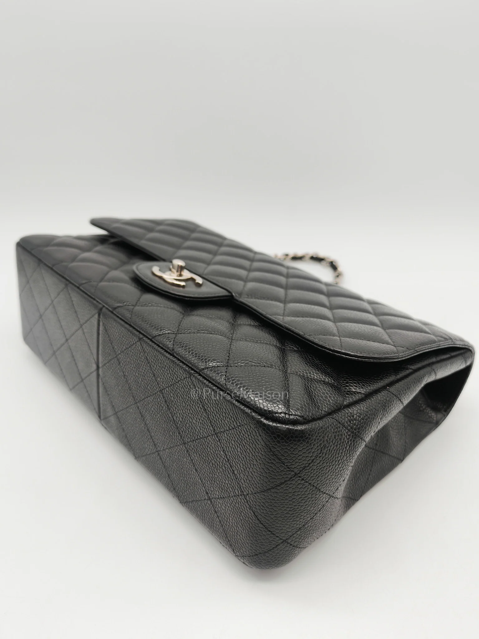 Chanel Classic Single Flap Jumbo in Black Caviar Leather Silver Hardware (Series 13) - Image 9