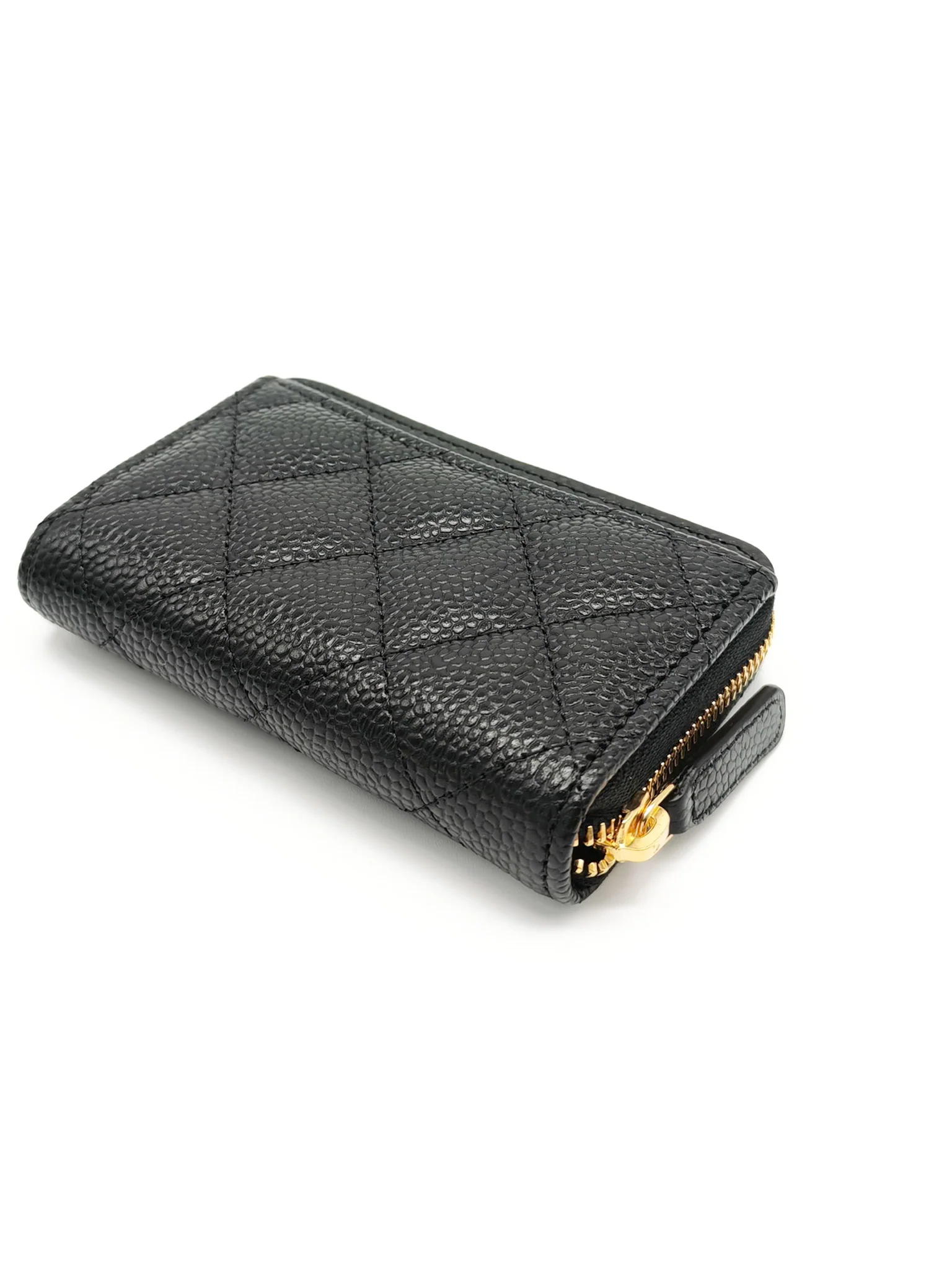 Chanel Classic Zipped Coin Purse/Card Holder in Black Caviar Leather & Gold Hardware Microchip - Image 10