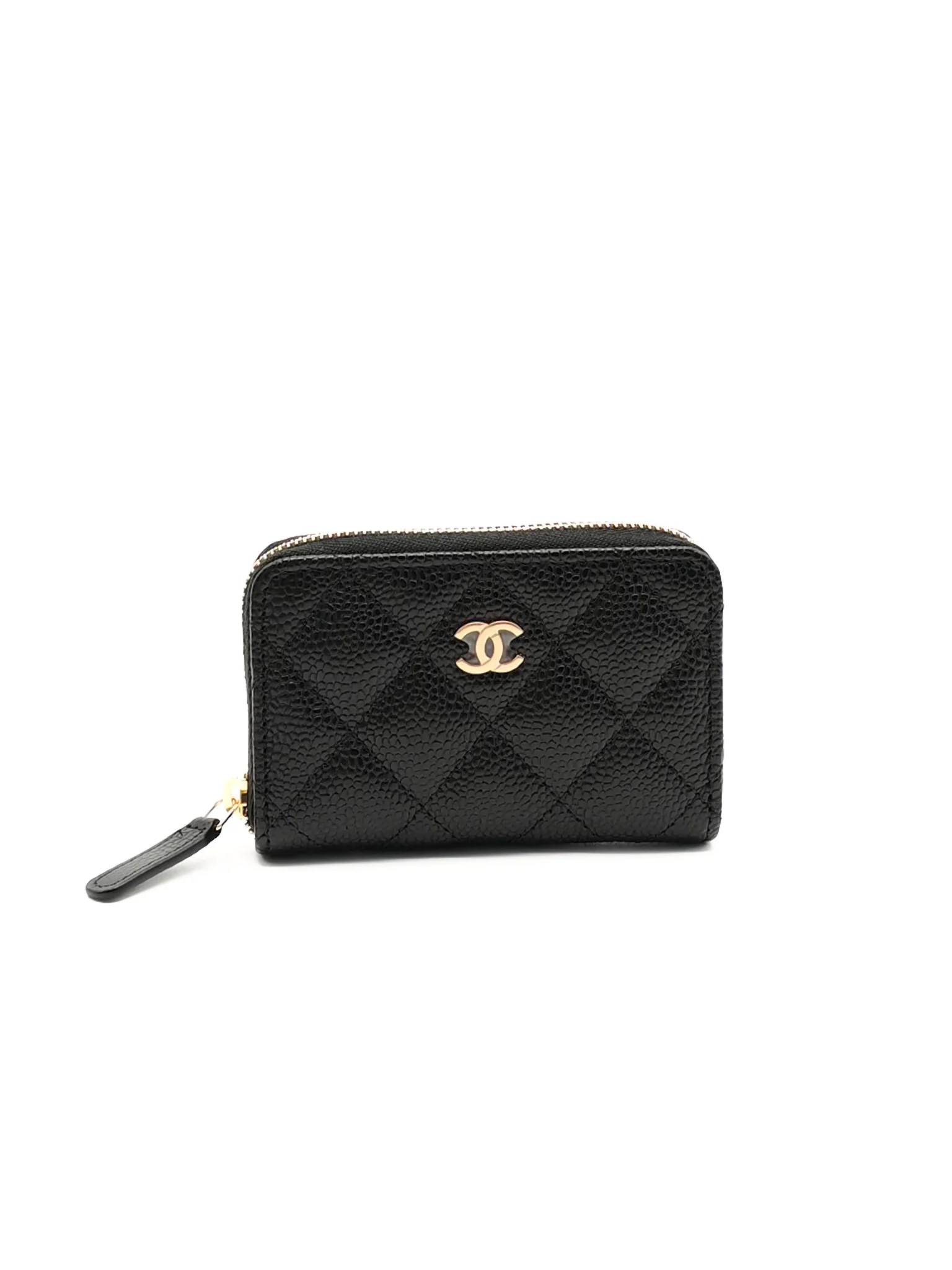 Chanel Classic Zipped Coin Purse/Card Holder in Black Caviar Leather & Gold Hardware Microchip - Image 2