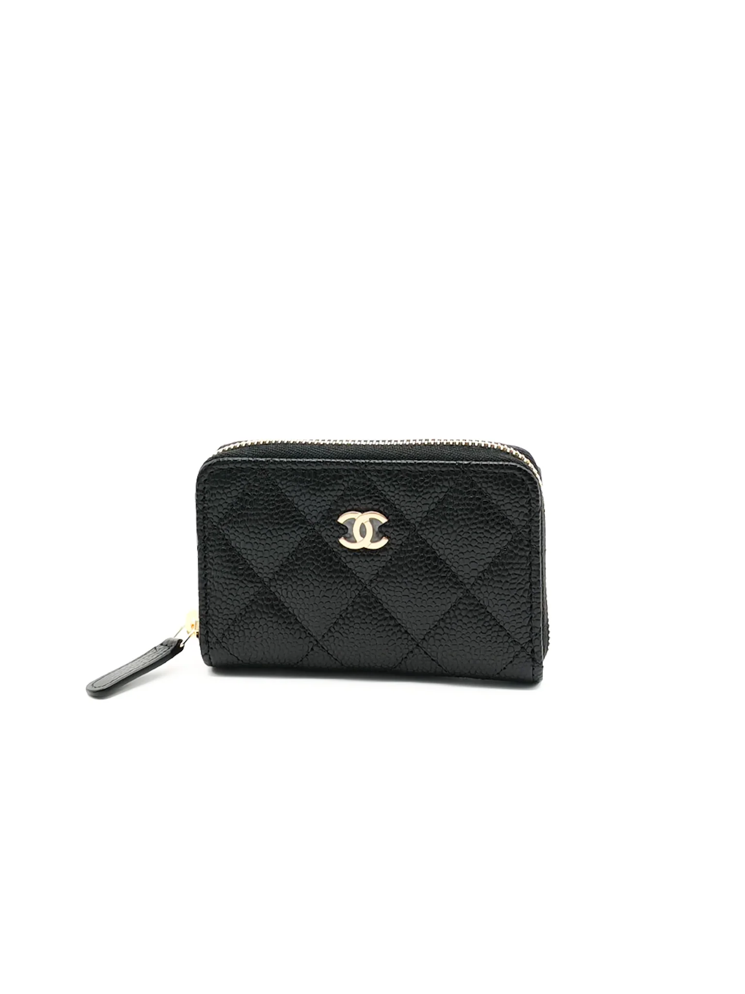 Chanel Classic Zipped Coin Purse/Card Holder in Black Caviar Leather & Gold Hardware Microchip - Image 3