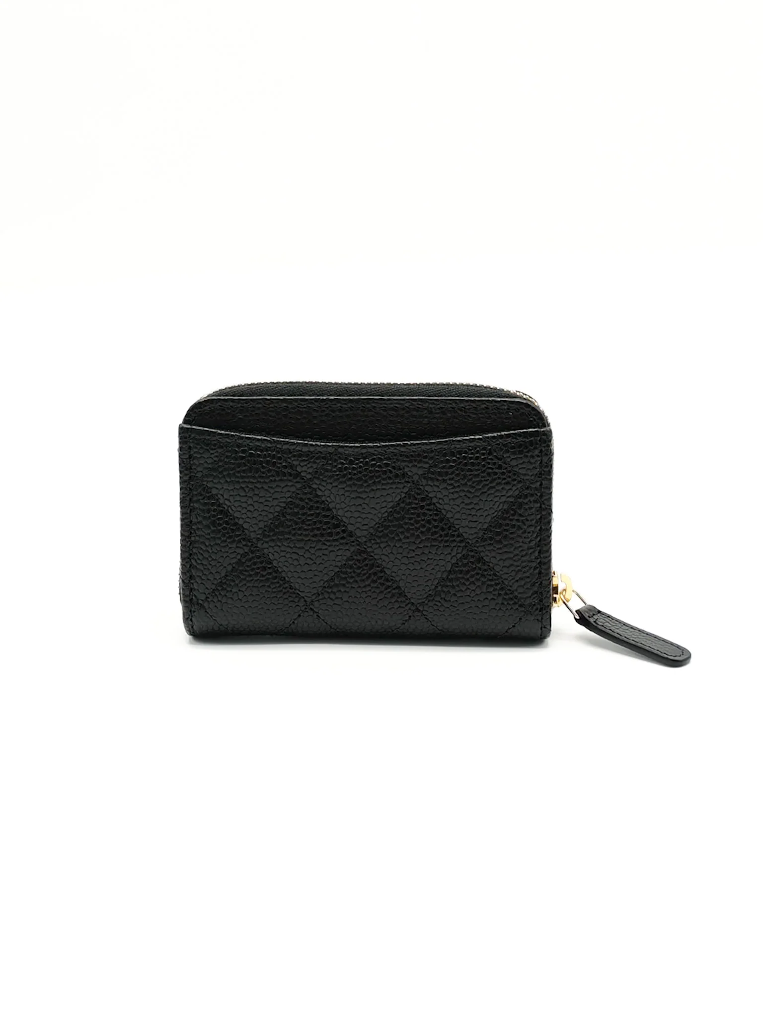 Chanel Classic Zipped Coin Purse/Card Holder in Black Caviar Leather & Gold Hardware Microchip - Image 4