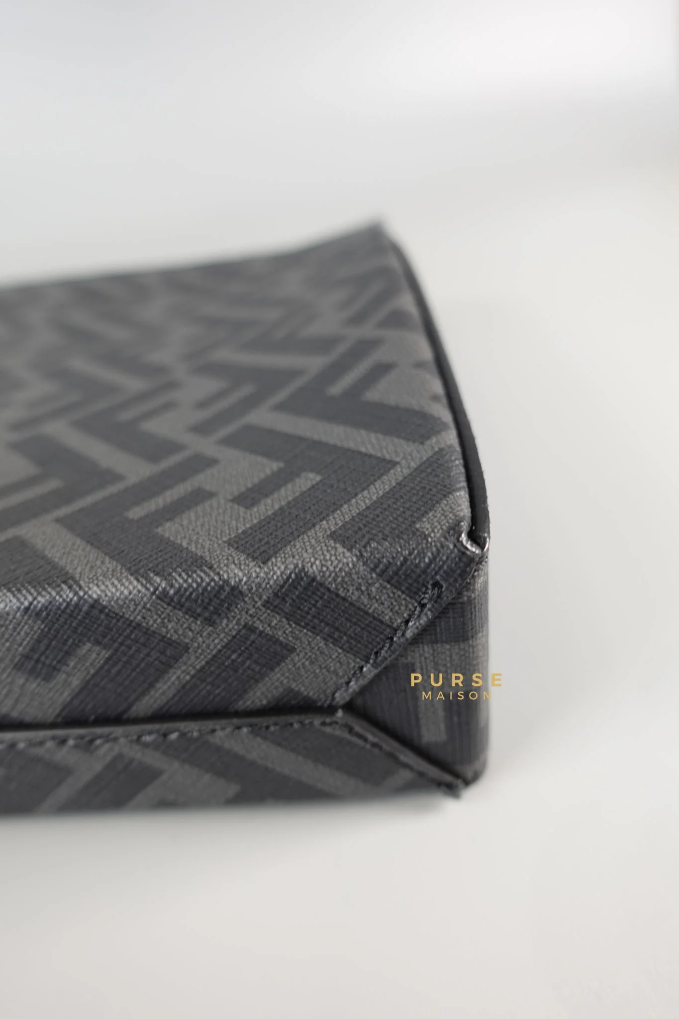 Fendi Clutch Bag in Black/Grey Monogram Canvas - Image 10