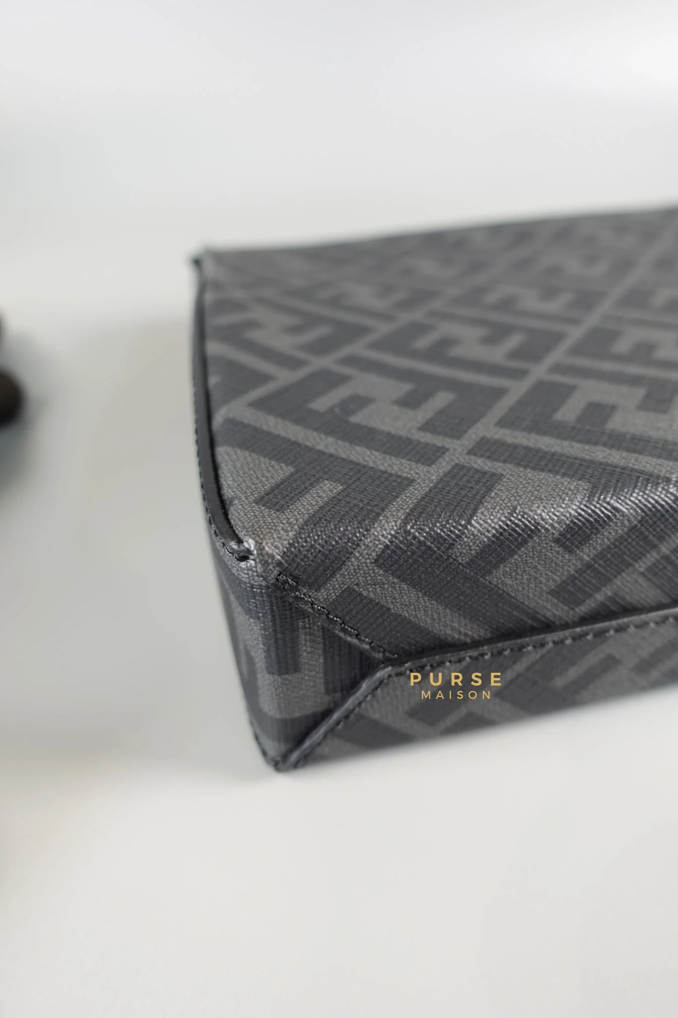 Fendi Clutch Bag in Black/Grey Monogram Canvas - Image 11