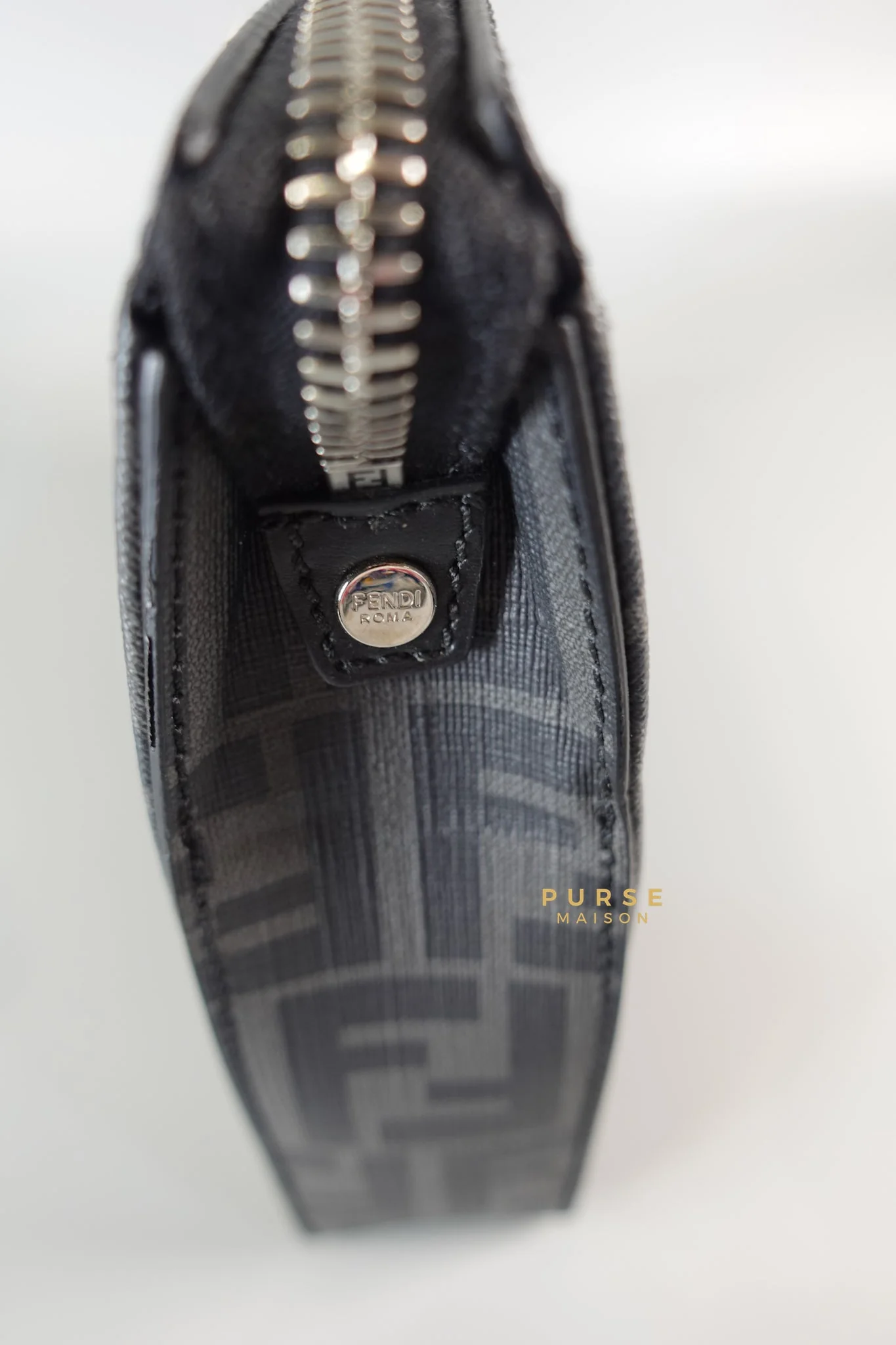 Fendi Clutch Bag in Black/Grey Monogram Canvas - Image 12
