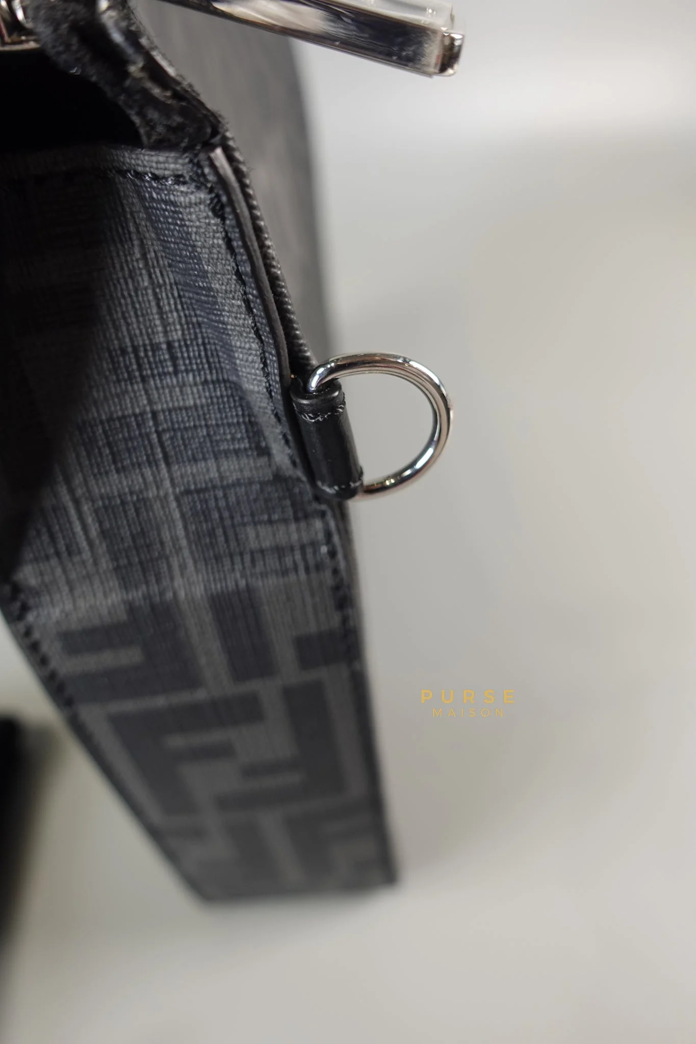 Fendi Clutch Bag in Black/Grey Monogram Canvas - Image 15