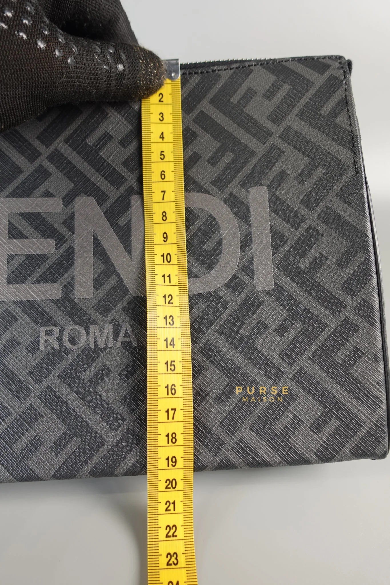Fendi Clutch Bag in Black/Grey Monogram Canvas - Image 23