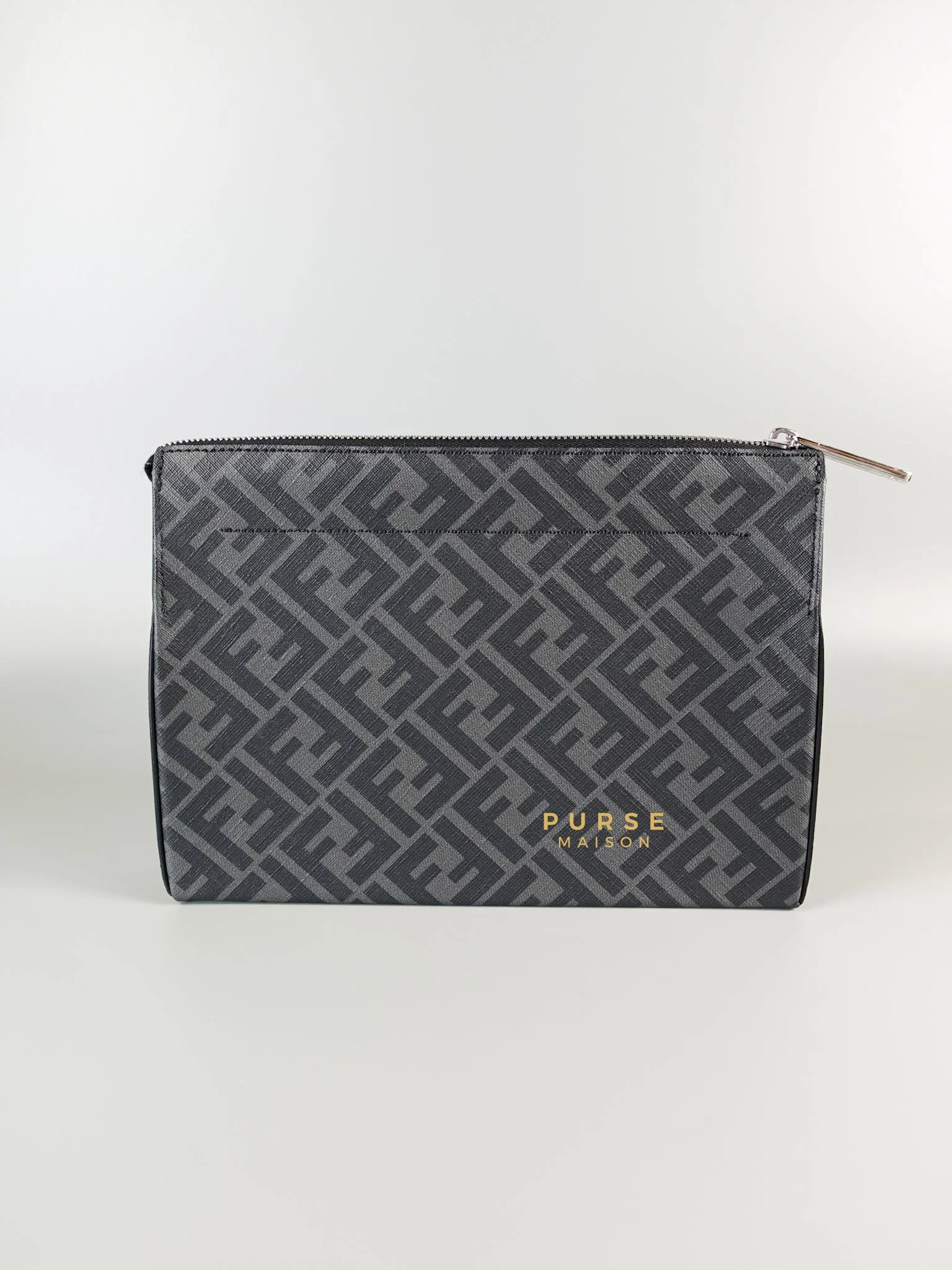 Fendi Clutch Bag in Black/Grey Monogram Canvas - Image 4