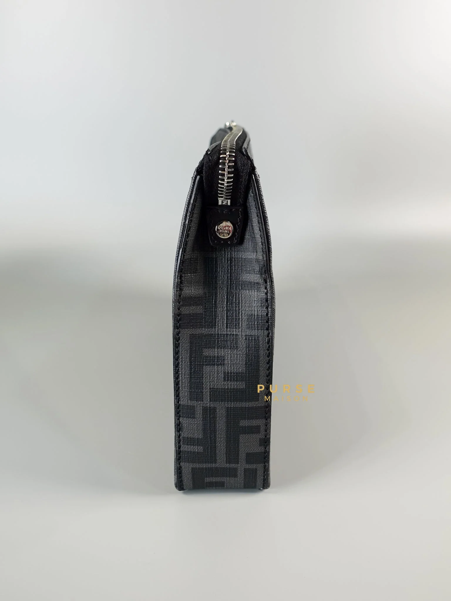 Fendi Clutch Bag in Black/Grey Monogram Canvas - Image 5