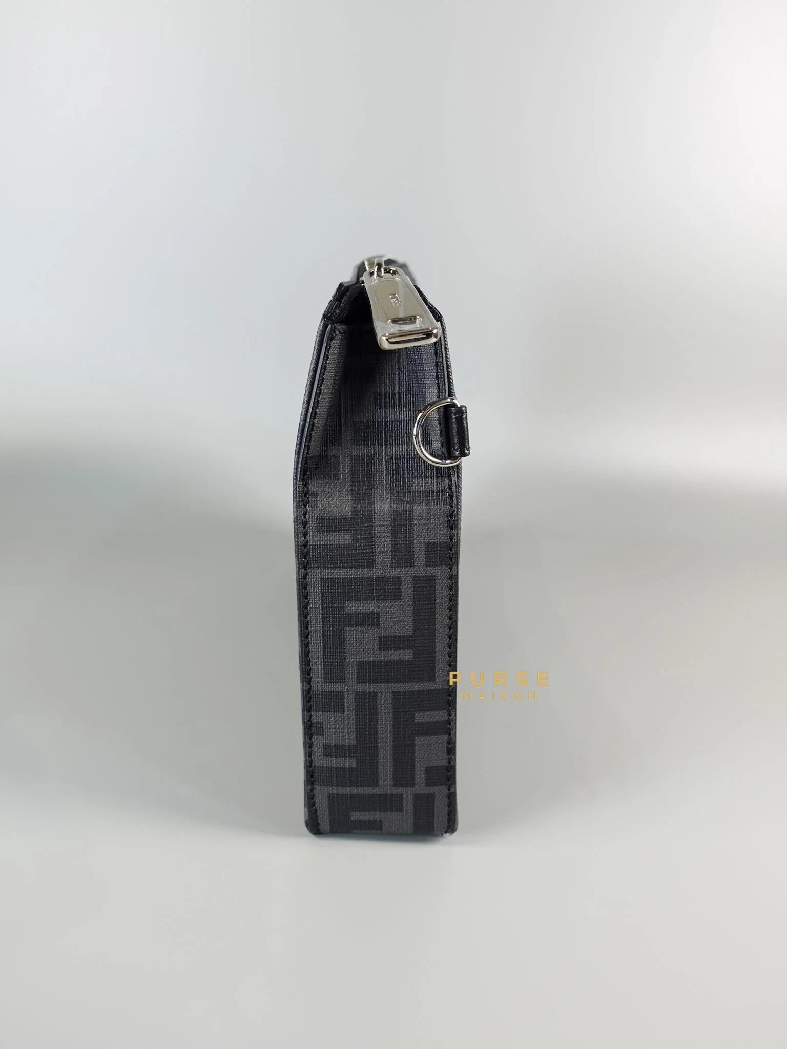 Fendi Clutch Bag in Black/Grey Monogram Canvas - Image 6