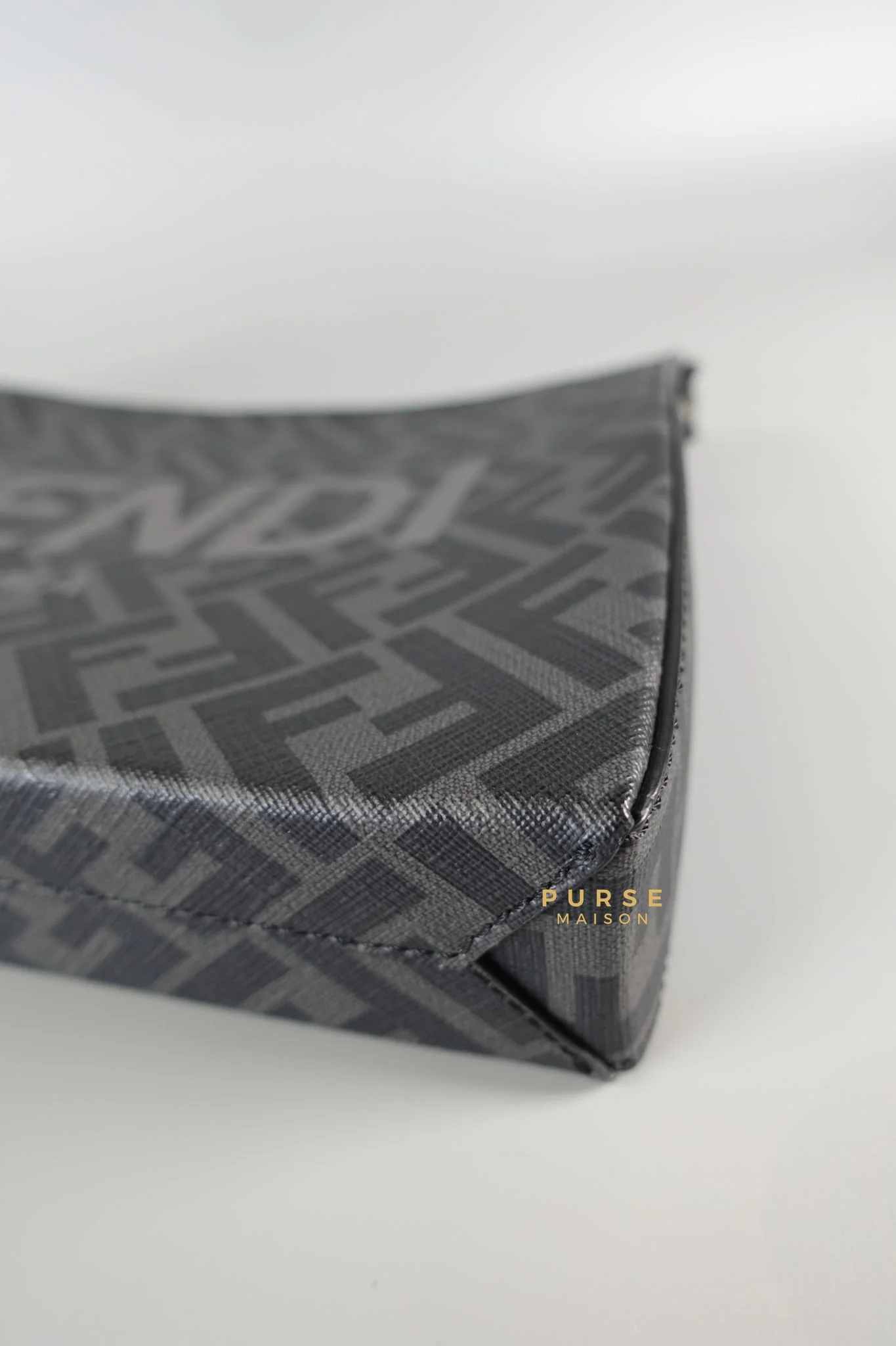 Fendi Clutch Bag in Black/Grey Monogram Canvas - Image 9