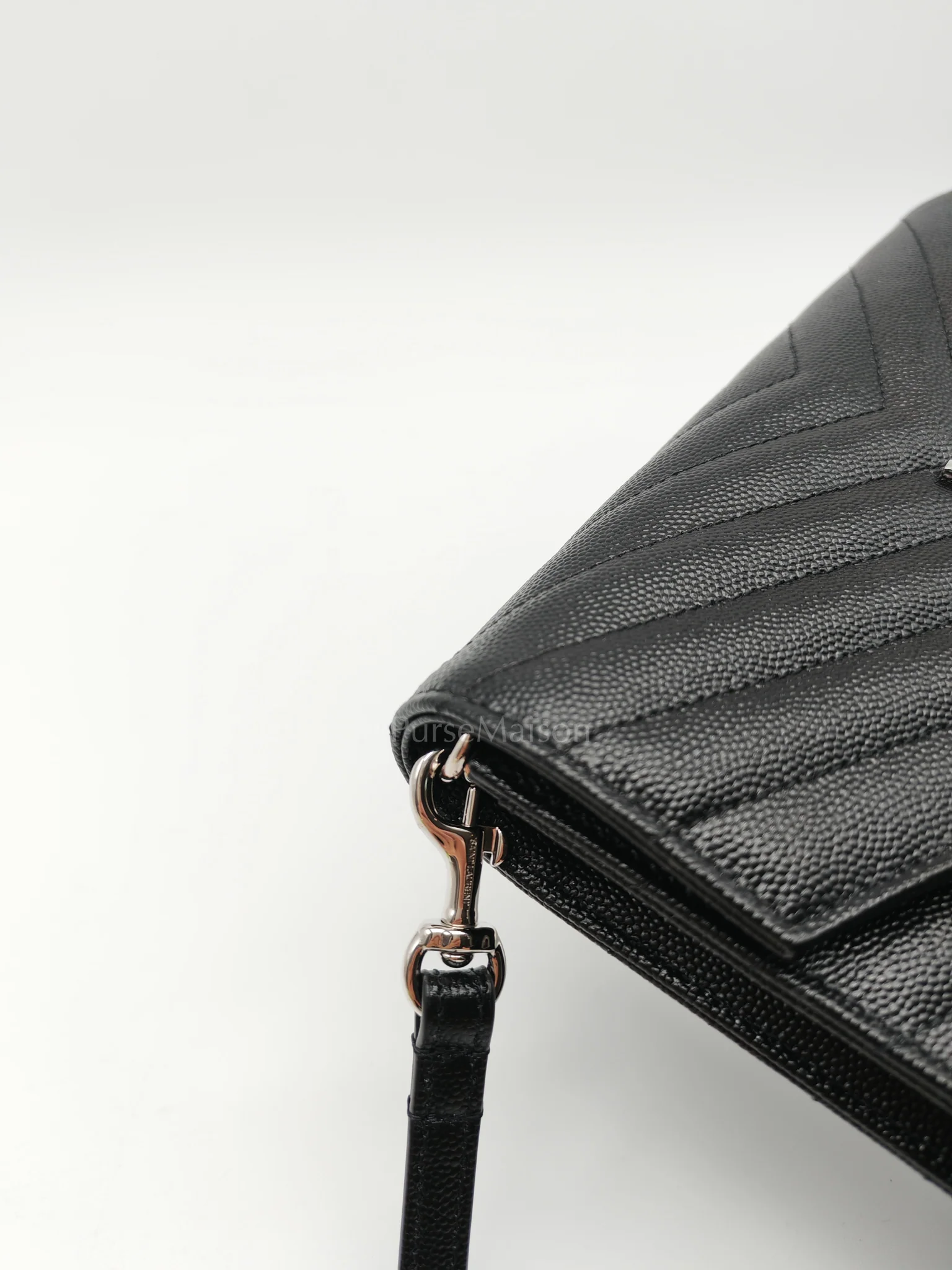 Yves Saint Laurent Cassandre Matelasse Flap Clutch in Black Grained Calfskin Leather - Image 12