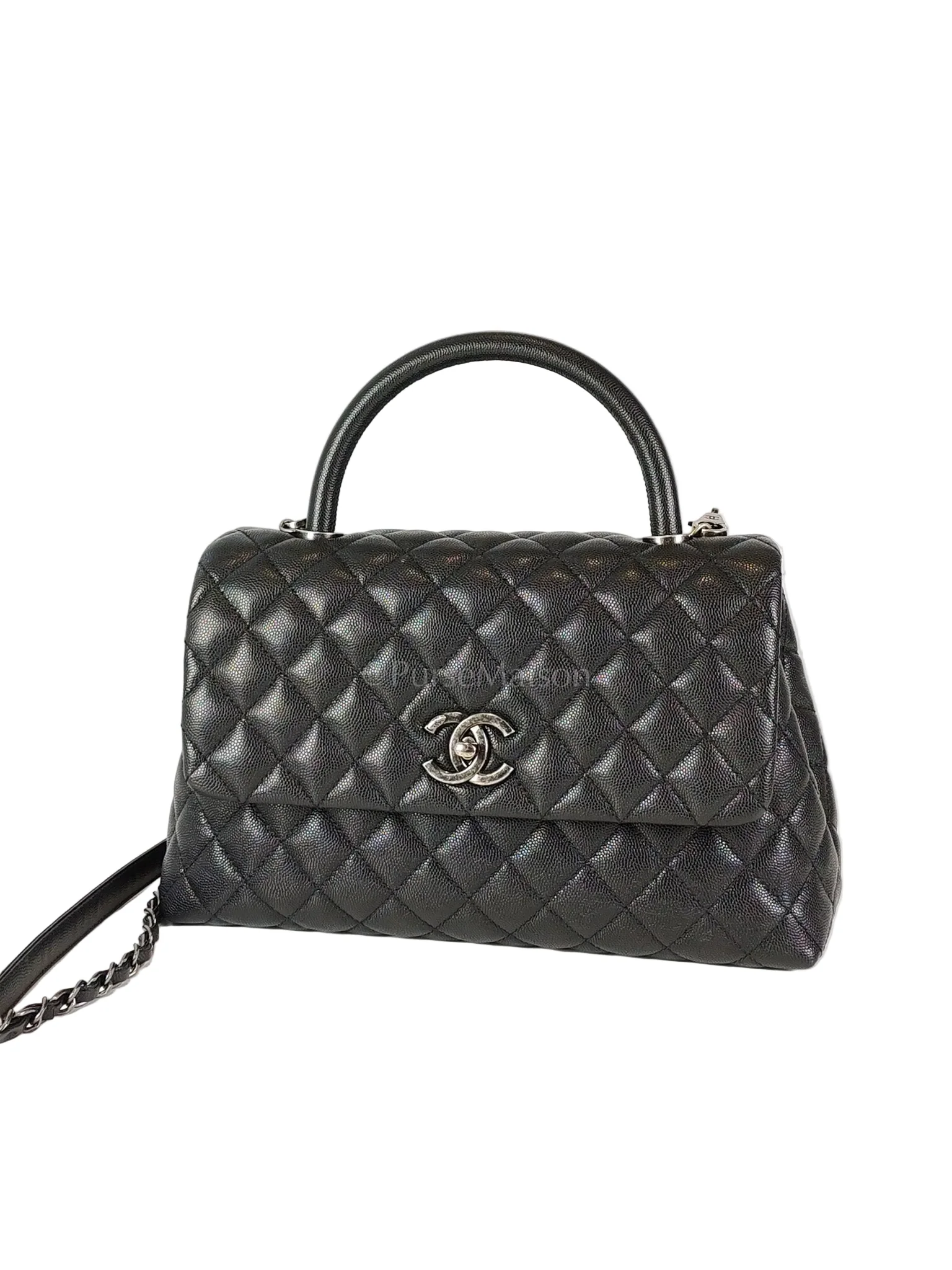 Chanel Coco Handle Medium in Black Quilted Caviar Leather & Ruthenium Hardware Series 23 - Image 2