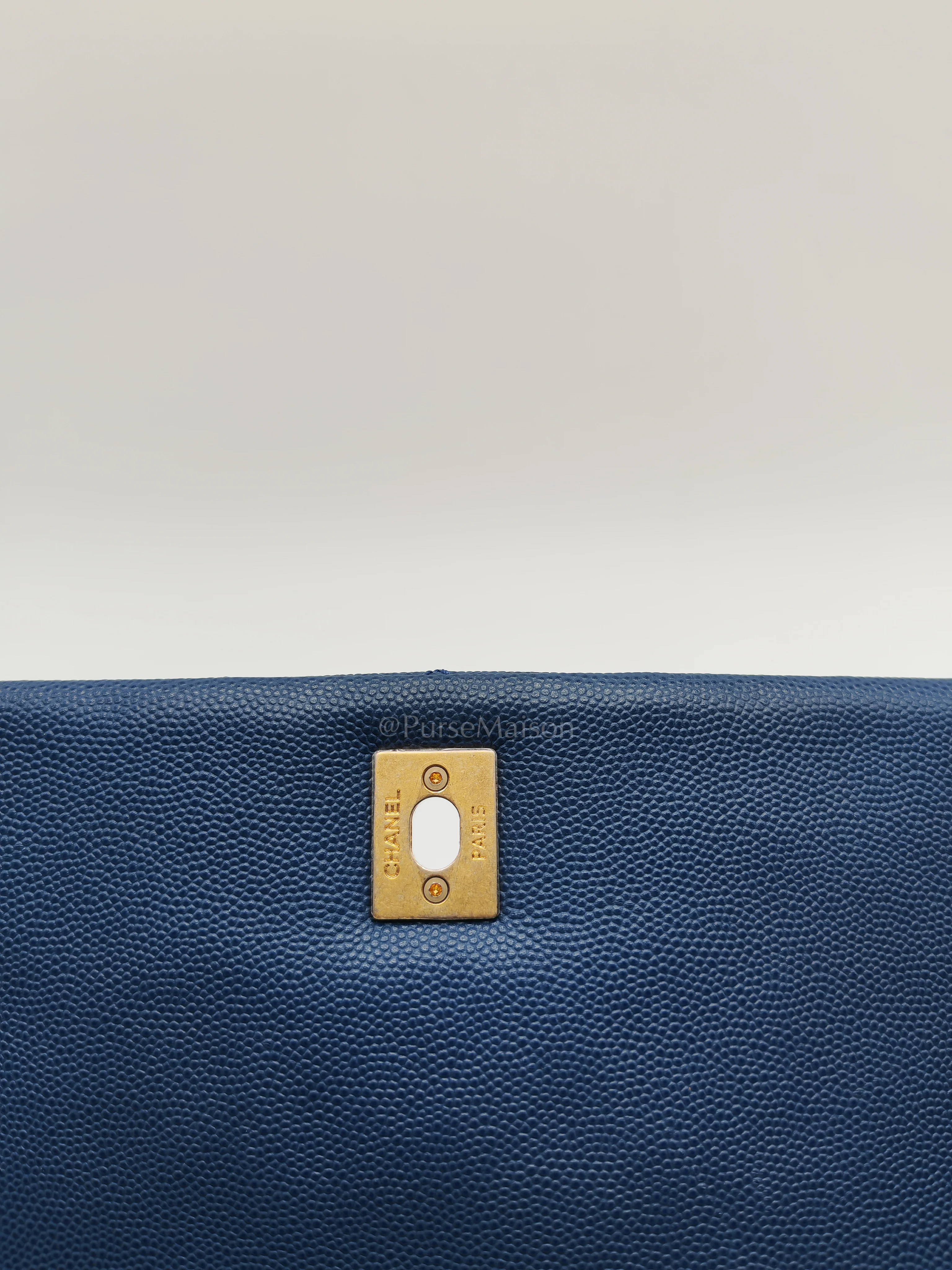 Chanel Coco Handle Medium in Blue Quilted Caviar Leather & Aged Gold Hardware Series 24 - Image 17