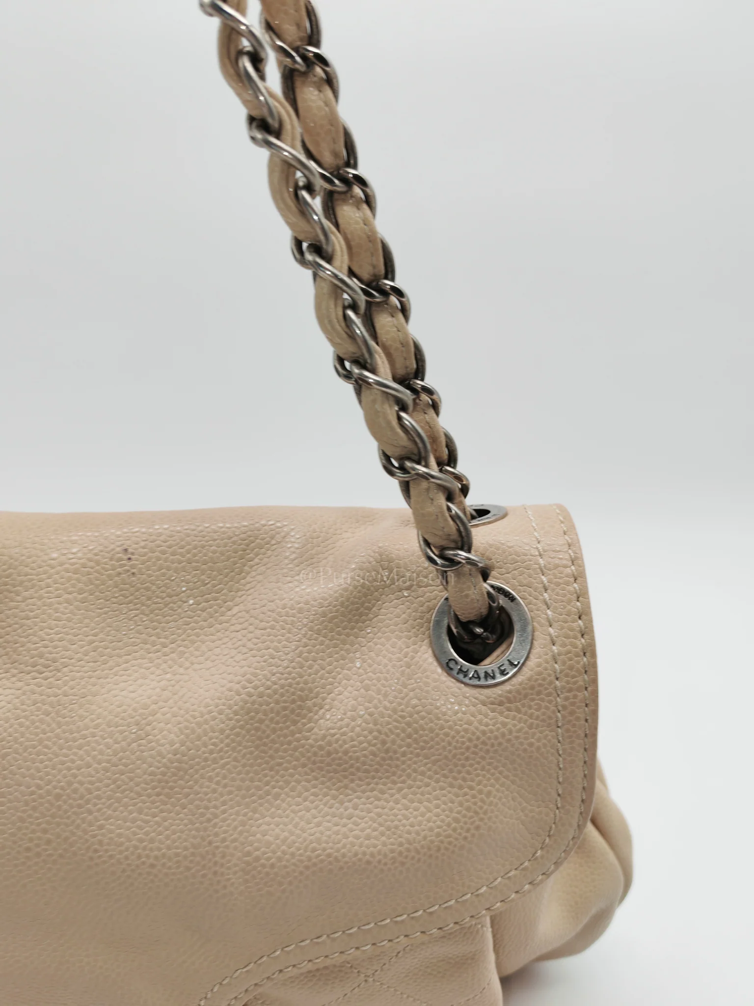 Chanel Coco Rider Flap Bag Light Beige Caviar Leather and Ruthenium Hardware Series 13 - Image 14