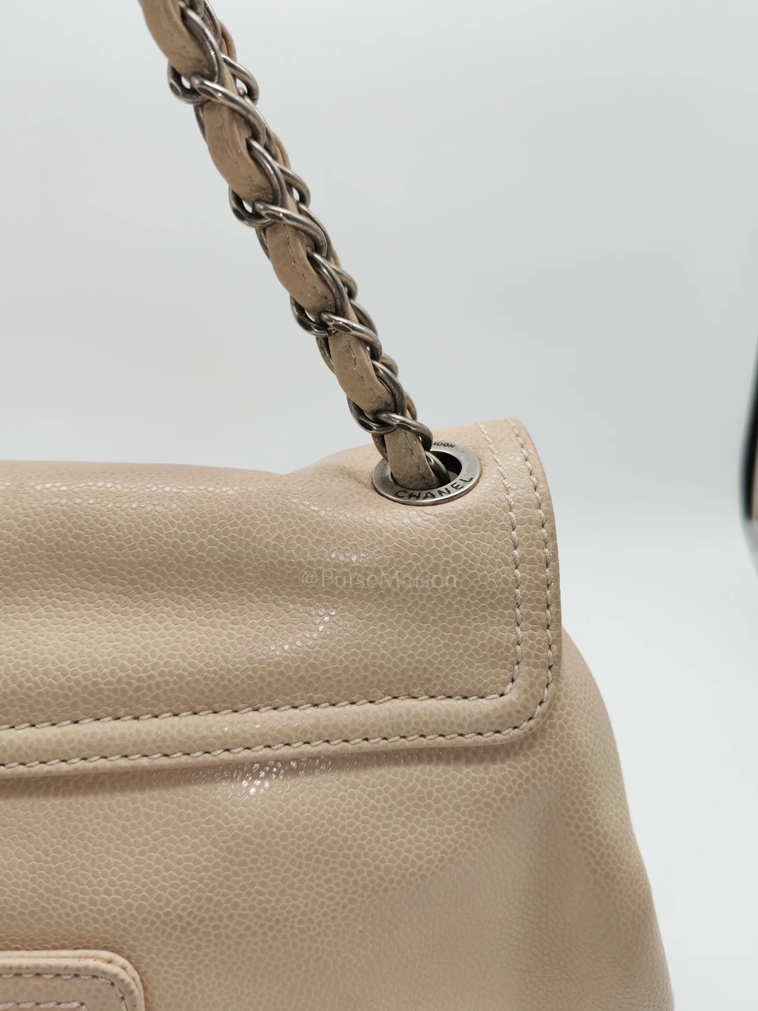 Chanel Coco Rider Flap Bag Light Beige Caviar Leather and Ruthenium Hardware Series 13 - Image 16