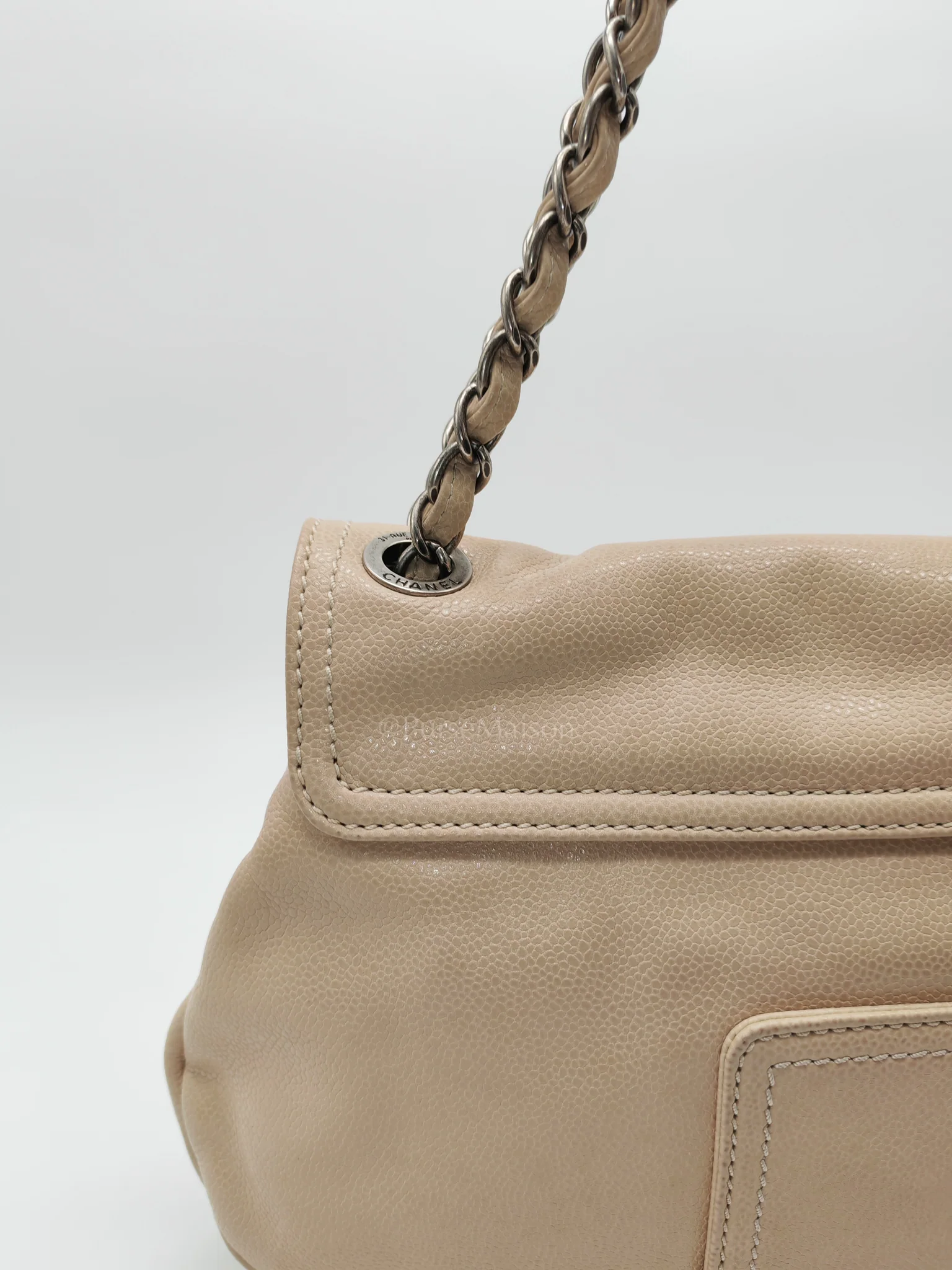 Chanel Coco Rider Flap Bag Light Beige Caviar Leather and Ruthenium Hardware Series 13 - Image 17