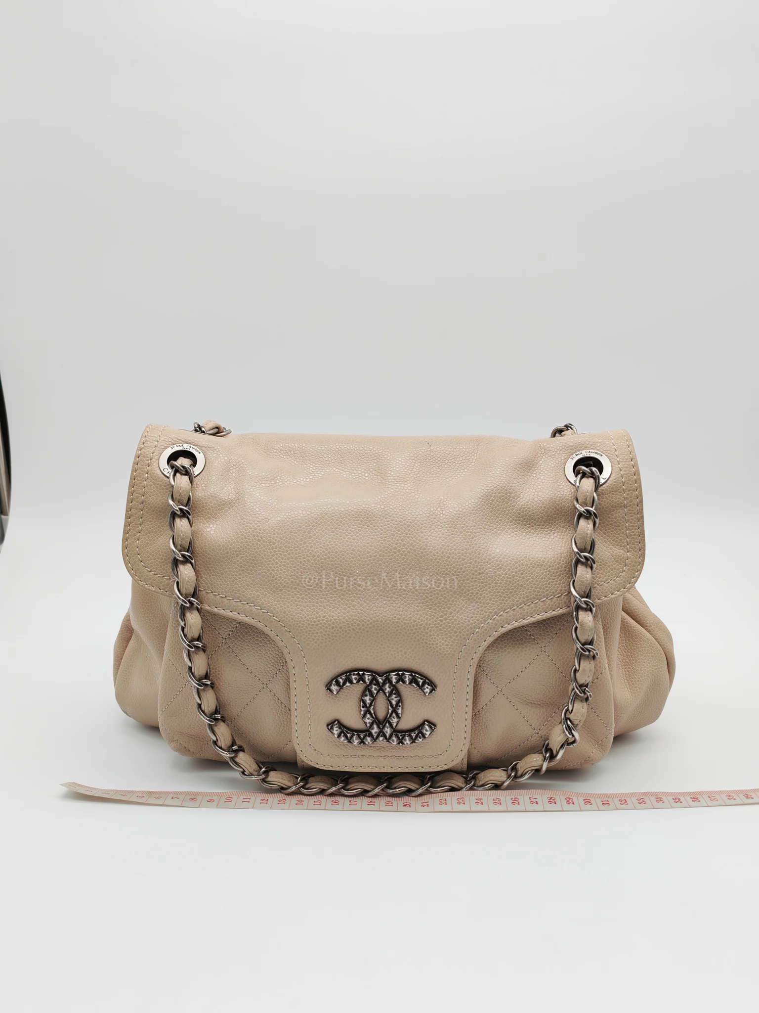 Chanel Coco Rider Flap Bag Light Beige Caviar Leather and Ruthenium Hardware Series 13 - Image 31