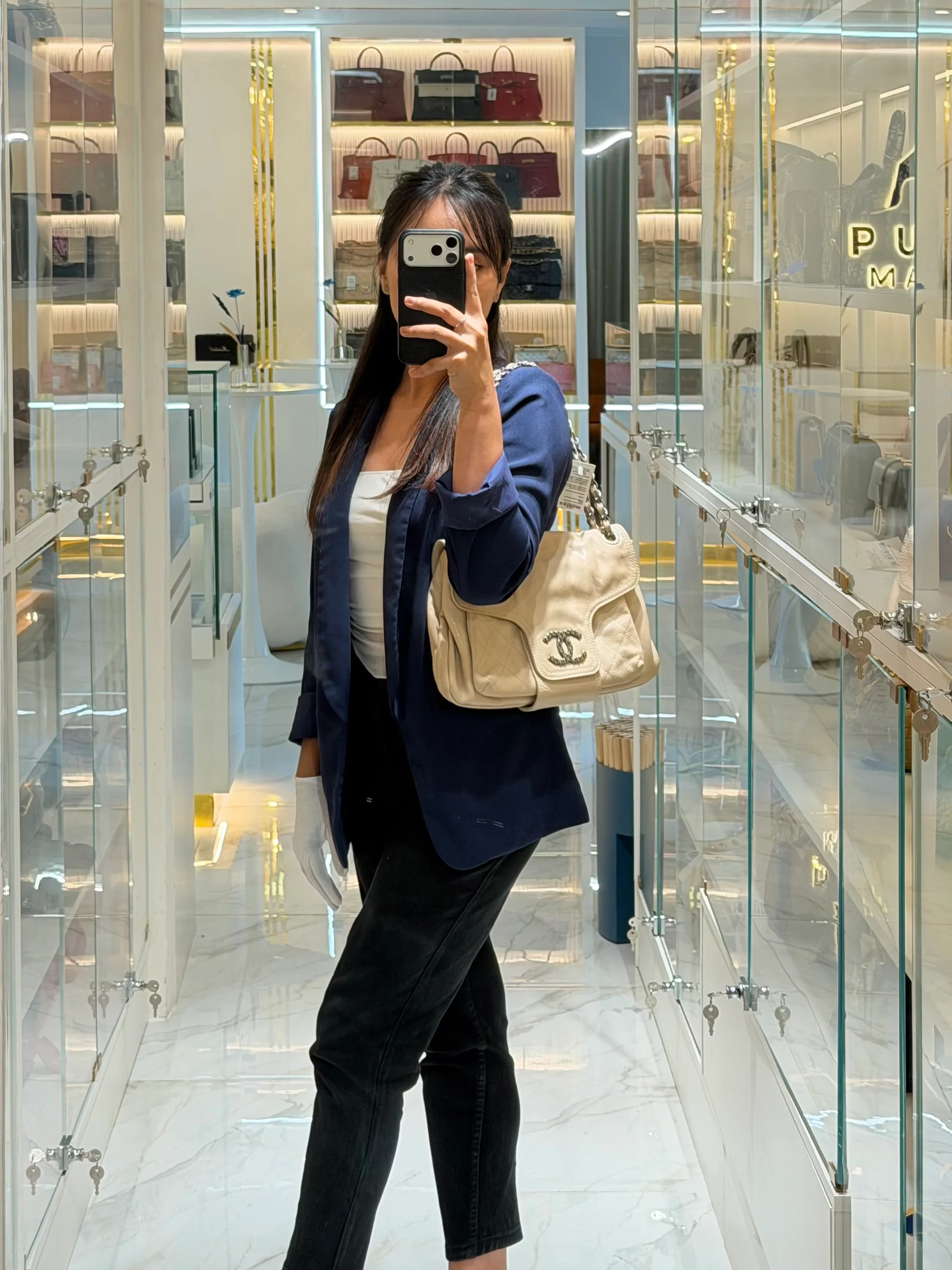 Chanel Coco Rider Flap Bag Light Beige Caviar Leather and Ruthenium Hardware Series 13 - Image 34