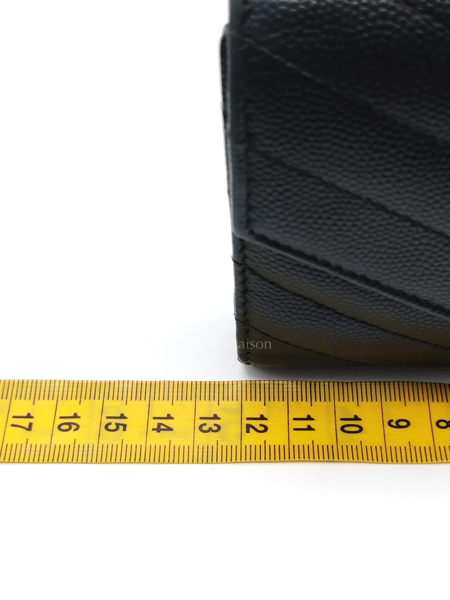 Yves Saint Laurent Compact Tri-fold Wallet In Black Grain de Poudre Embossed Leather & Silver Hardware - Image 30
