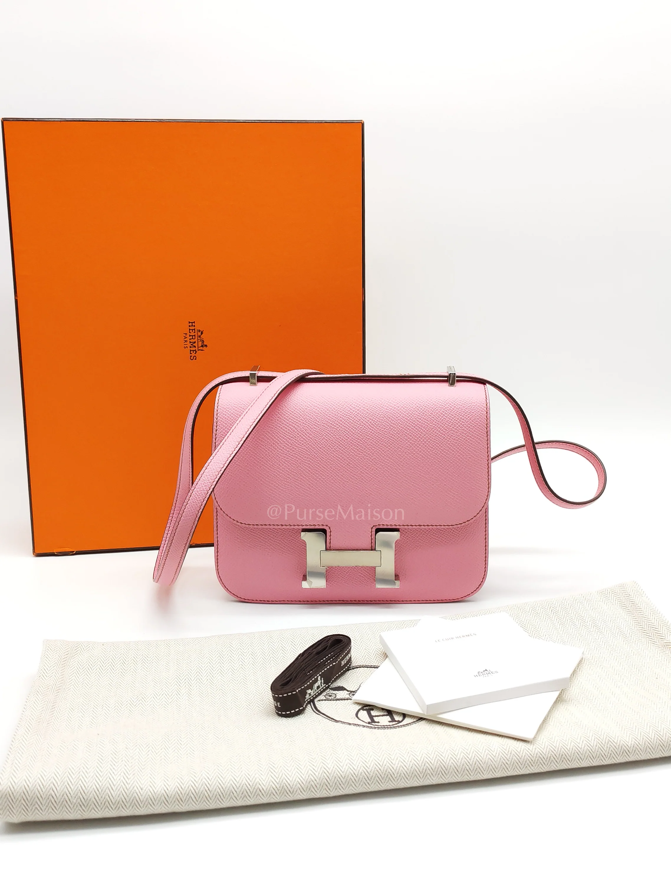 Hermes Constance 18 Bubble Gum Pink Epsom Leather in Palladium Hardware Stamp Z (2021) - Image 21