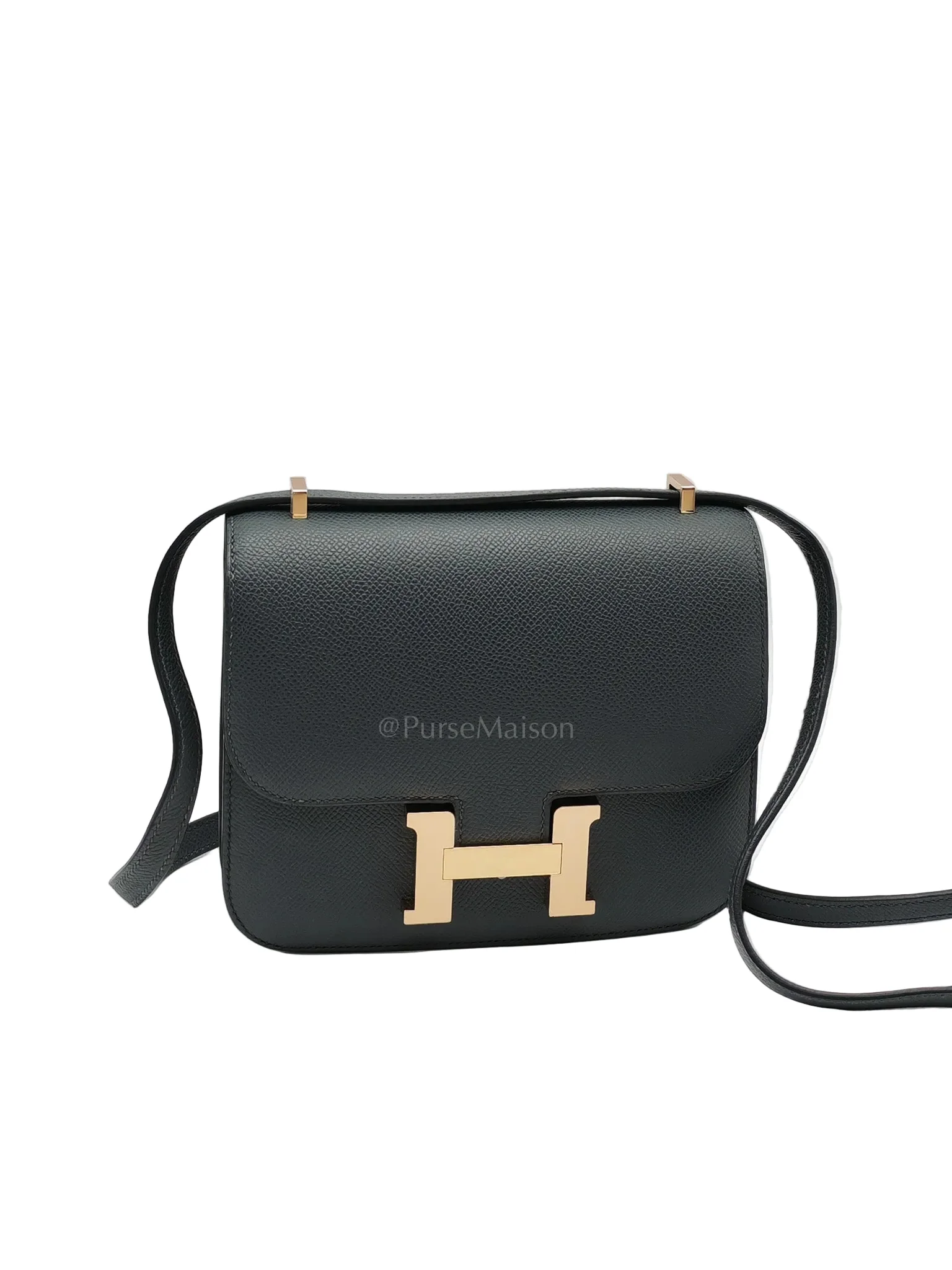 Hermes Constance 18 Mirror in Gris Misty Epsom Leather & Permabrass Hardware Stamp W (2024) - Image 2