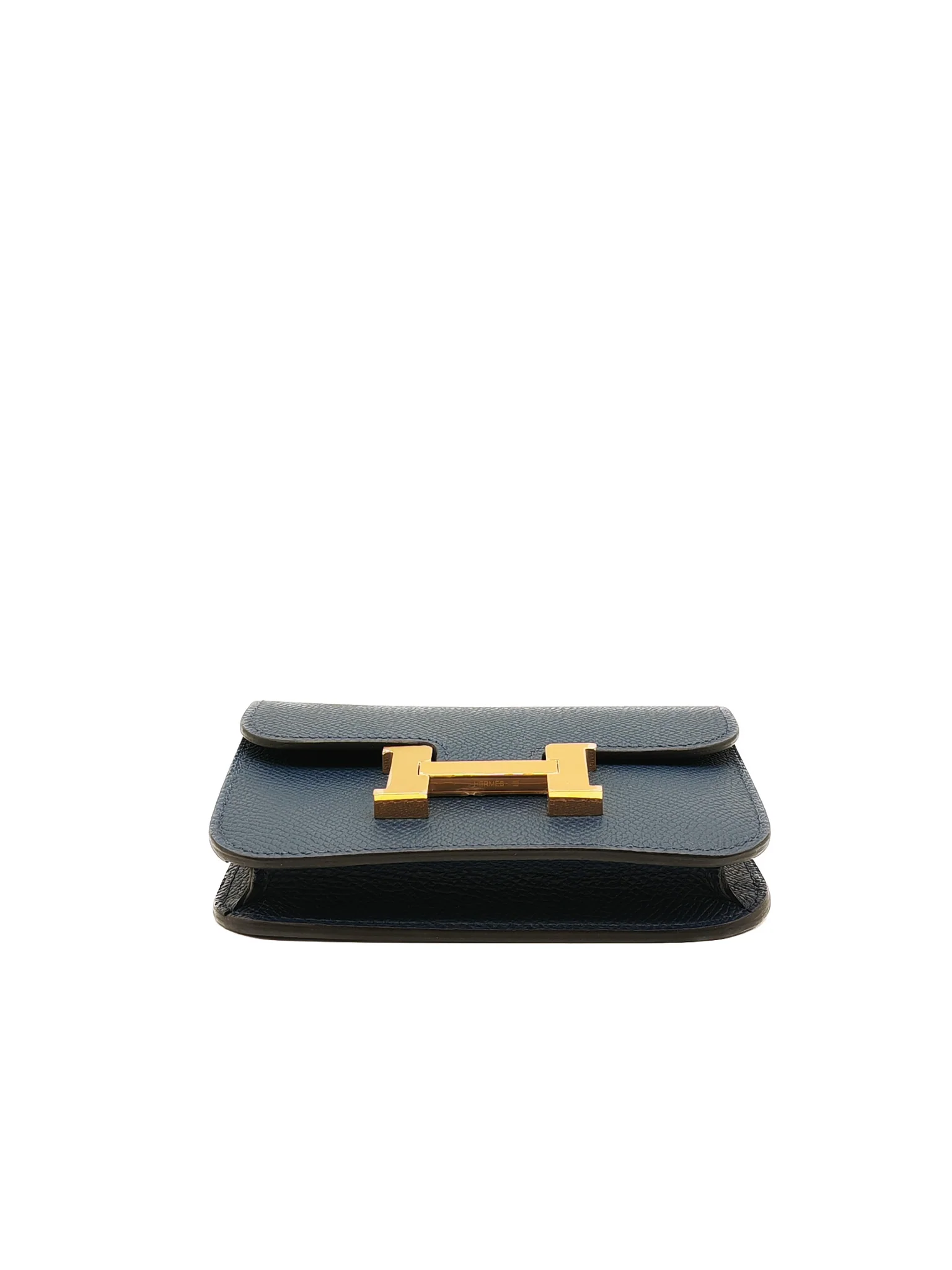 Hermes Constance Slim Wallet in Bleu Saphir Epsom Leather Gold Hardware Stamp B(2023) - Image 7