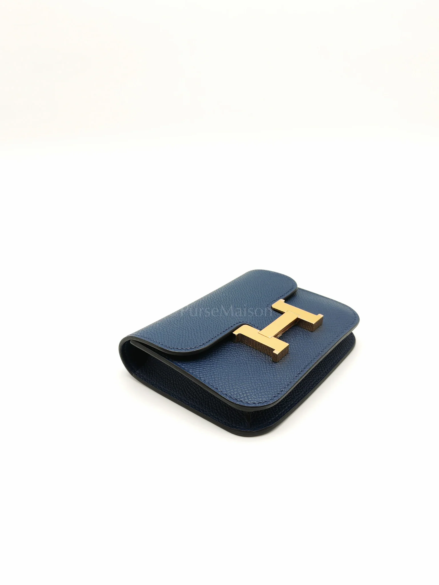 Hermes Constance Slim Wallet in Bleu Saphir Epsom Leather Gold Hardware Stamp B(2023) - Image 8