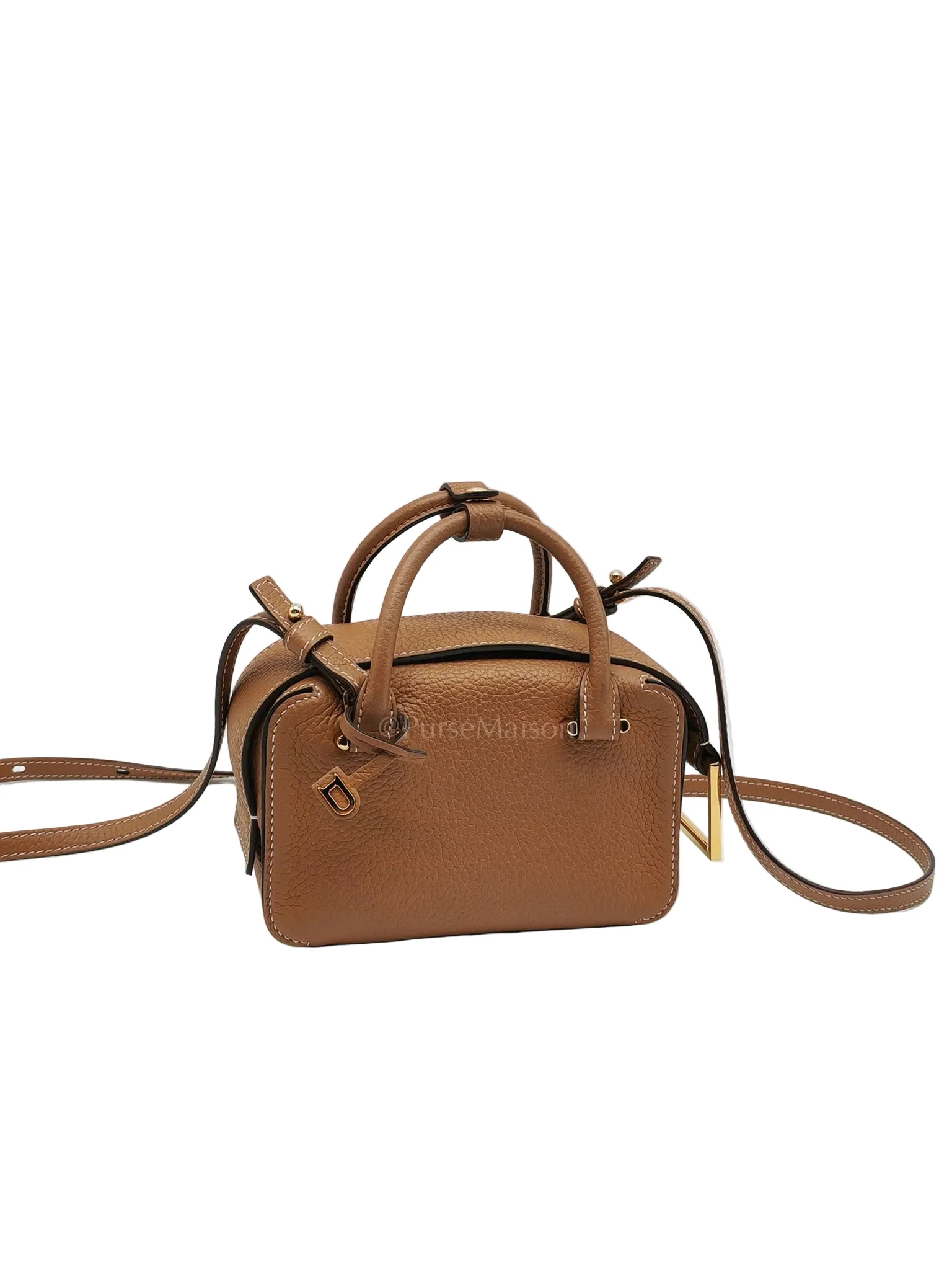 Delvaux Cool Box Nano Satchel in Brown Taurillon Soft Leather & Gold Hardware - Image 2