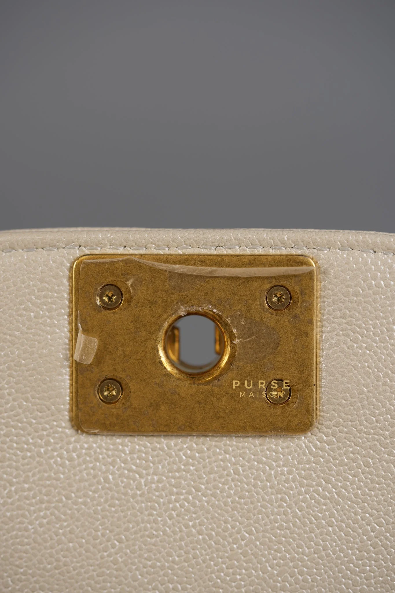 Chanel Boy Crescent Messenger Small Bag in Iridescent White Caviar & Aged Gold Hardware (Microchip) - Image 14