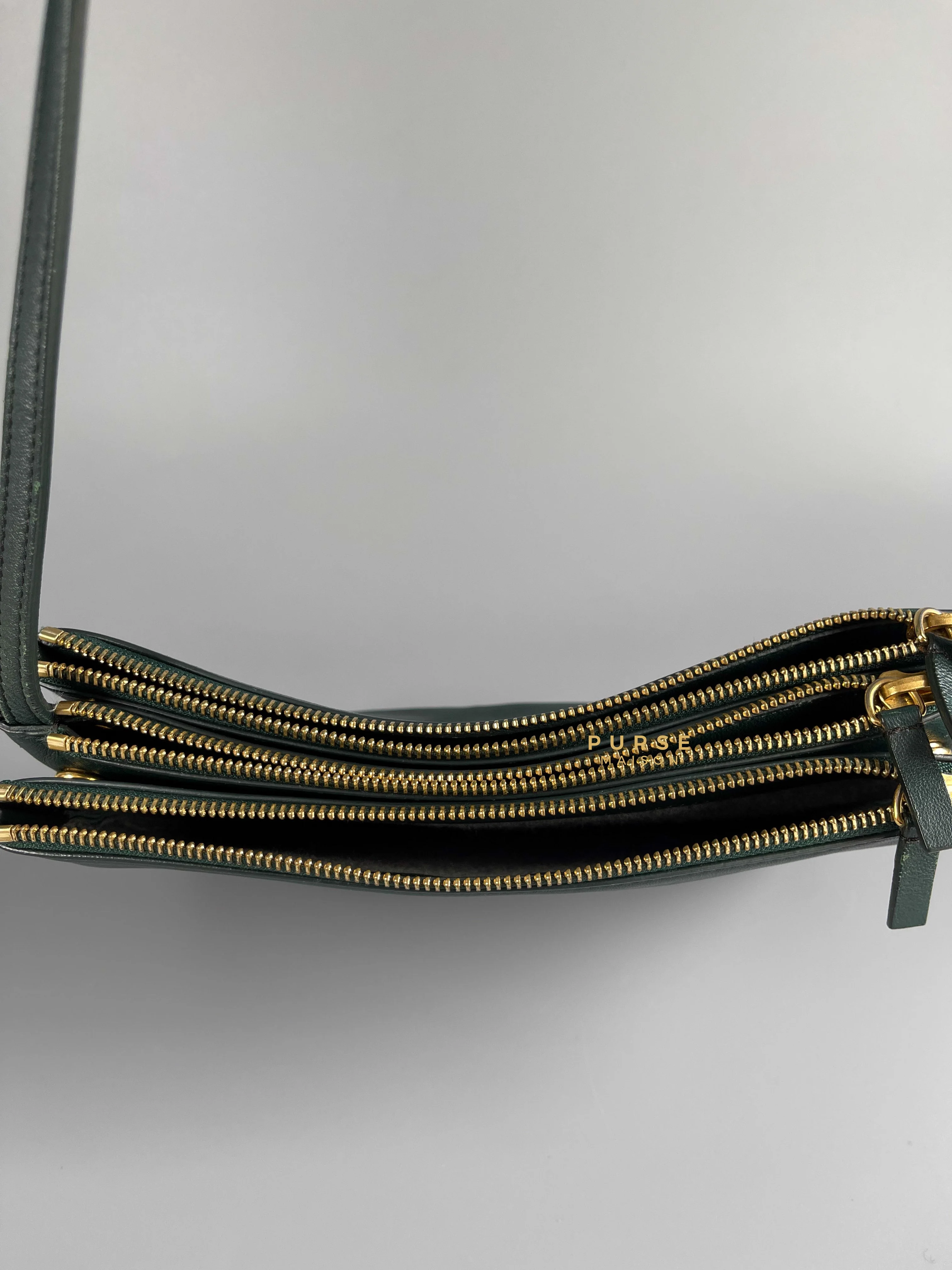 Celine Celine Lambskin Trio Crossbody Bag Dark Green - Image 11