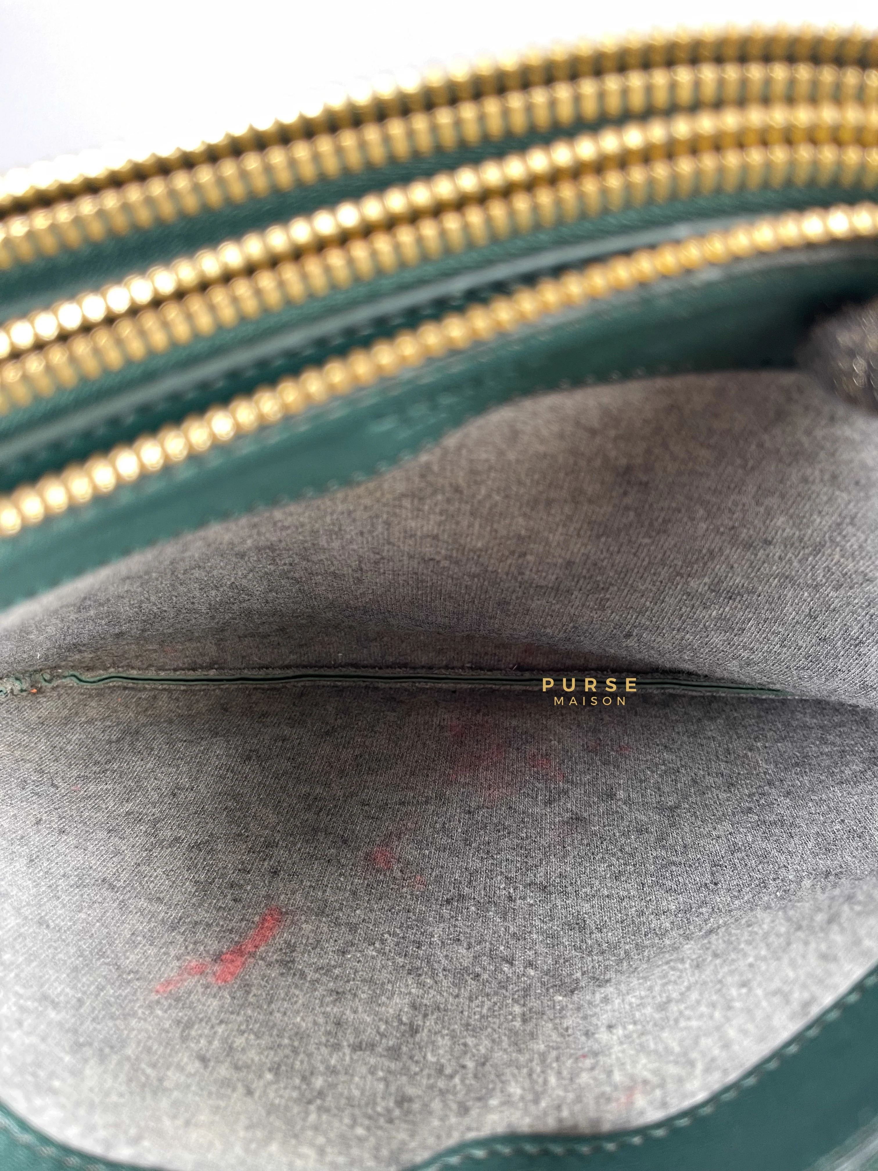 Celine Celine Lambskin Trio Crossbody Bag Dark Green - Image 13