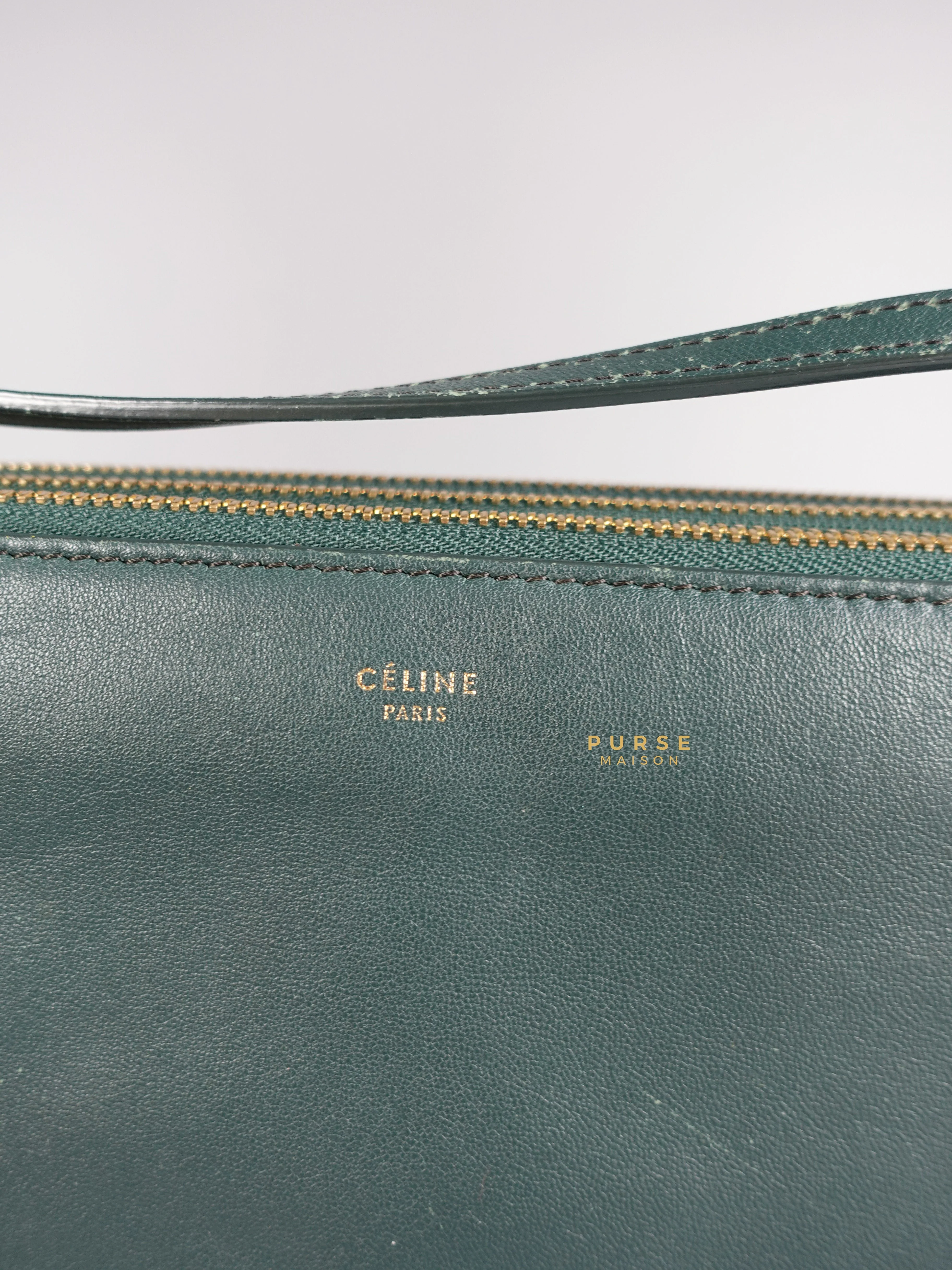 Celine Celine Lambskin Trio Crossbody Bag Dark Green - Image 18