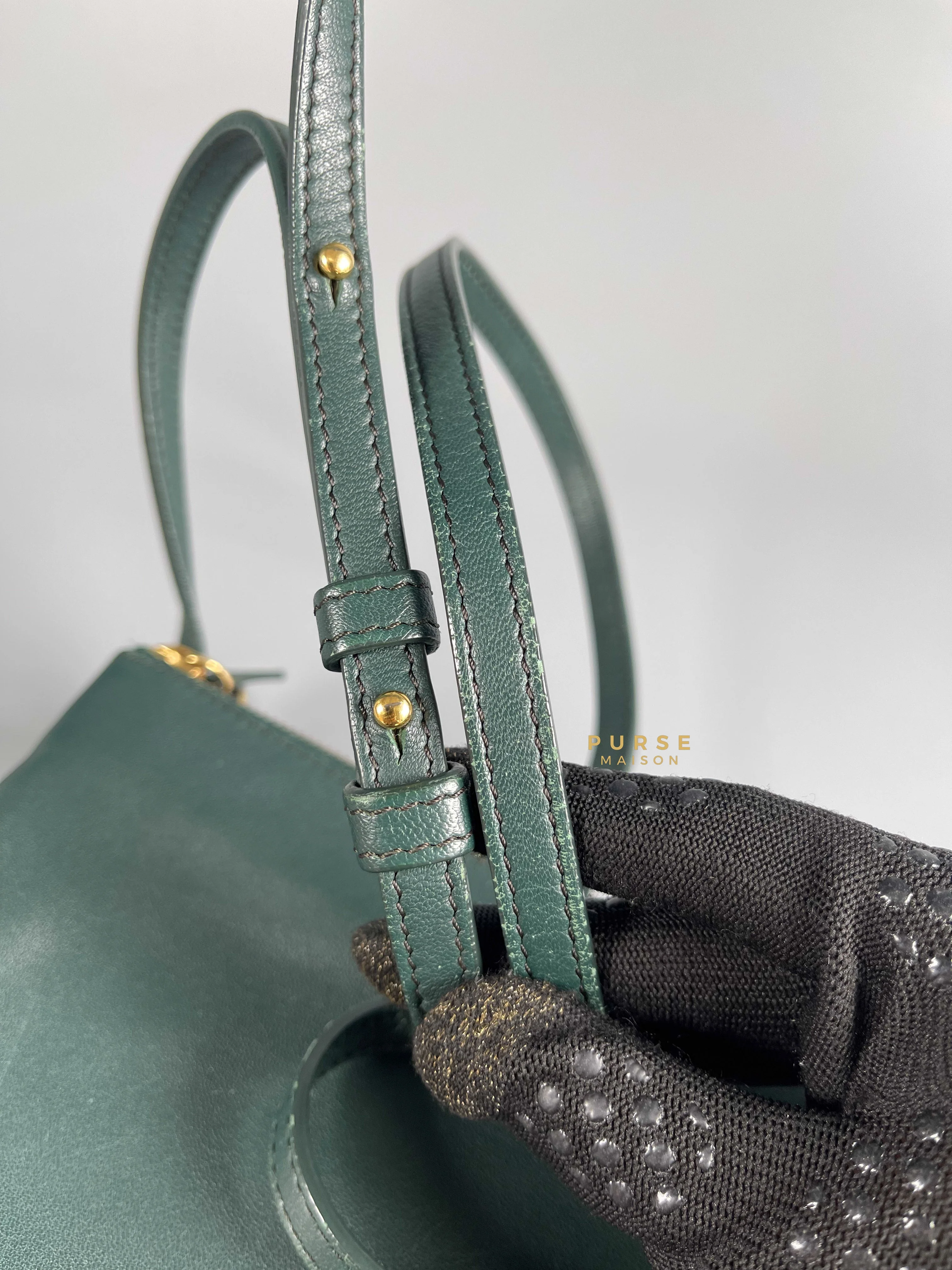 Celine Celine Lambskin Trio Crossbody Bag Dark Green - Image 25