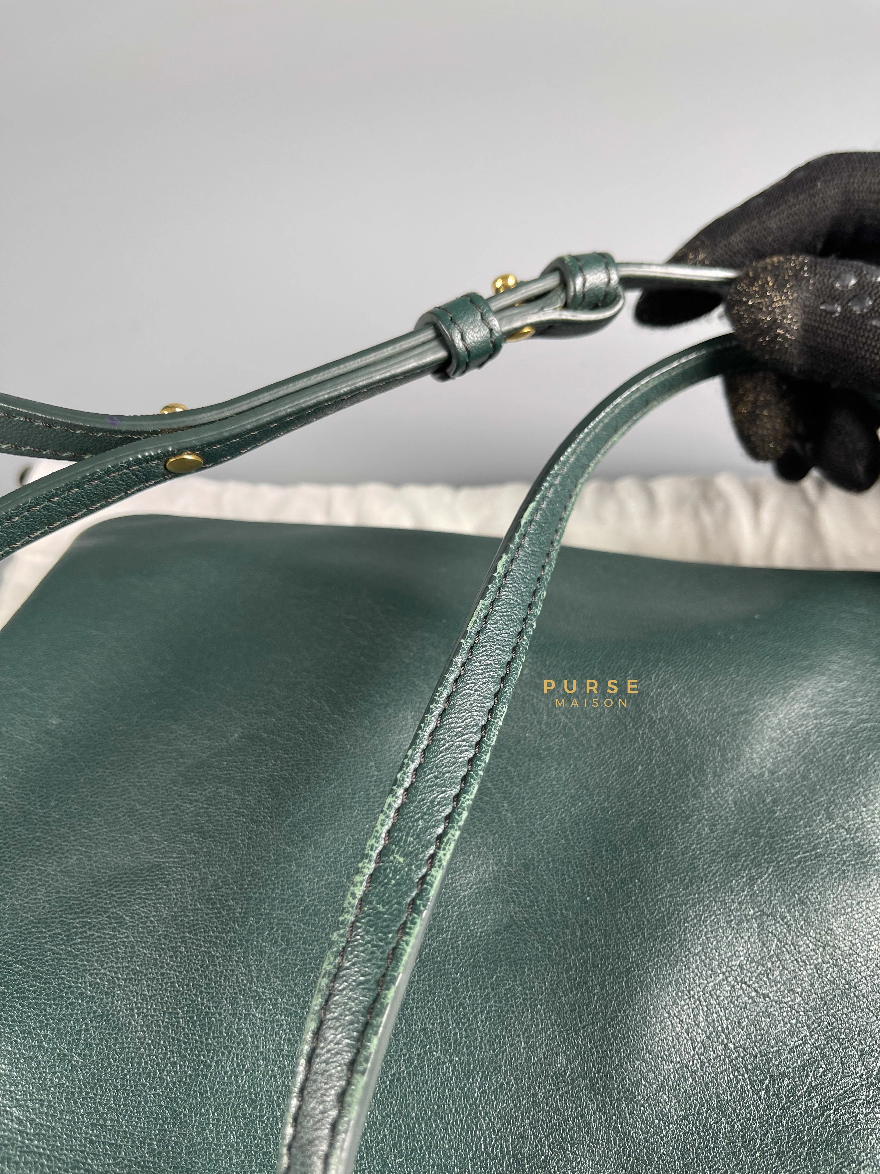 Celine Celine Lambskin Trio Crossbody Bag Dark Green - Image 26