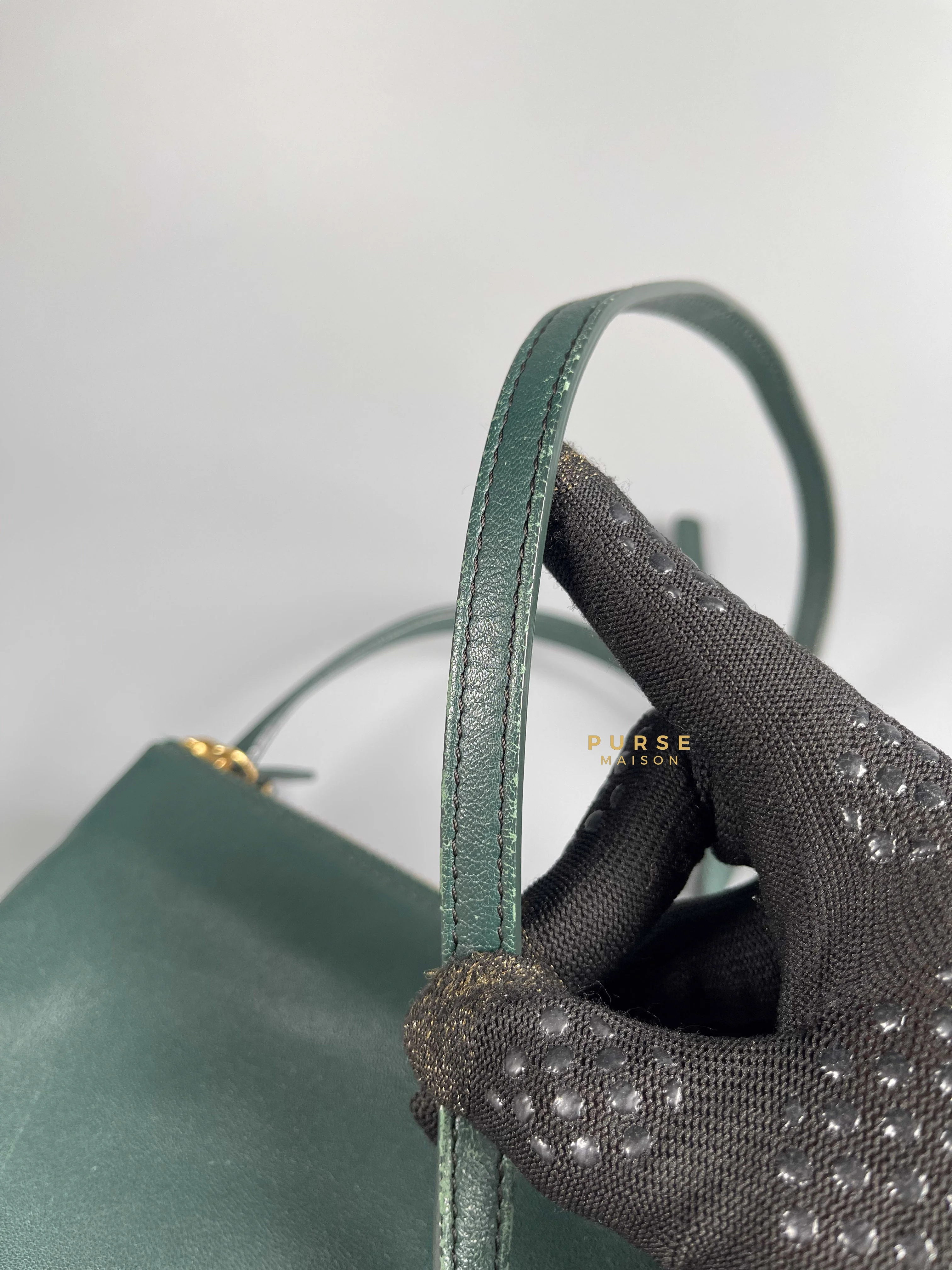Celine Celine Lambskin Trio Crossbody Bag Dark Green - Image 28