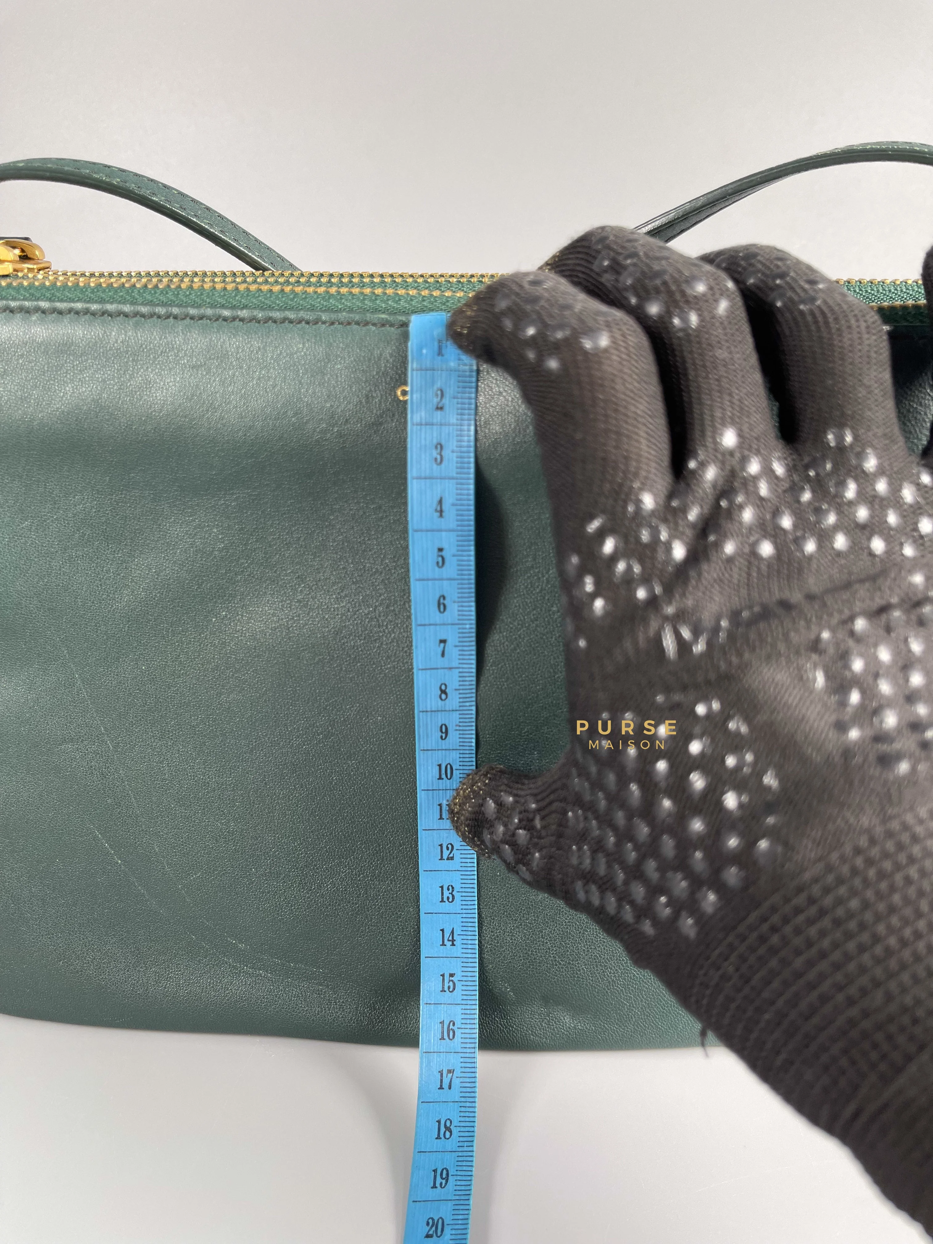 Celine Celine Lambskin Trio Crossbody Bag Dark Green - Image 33