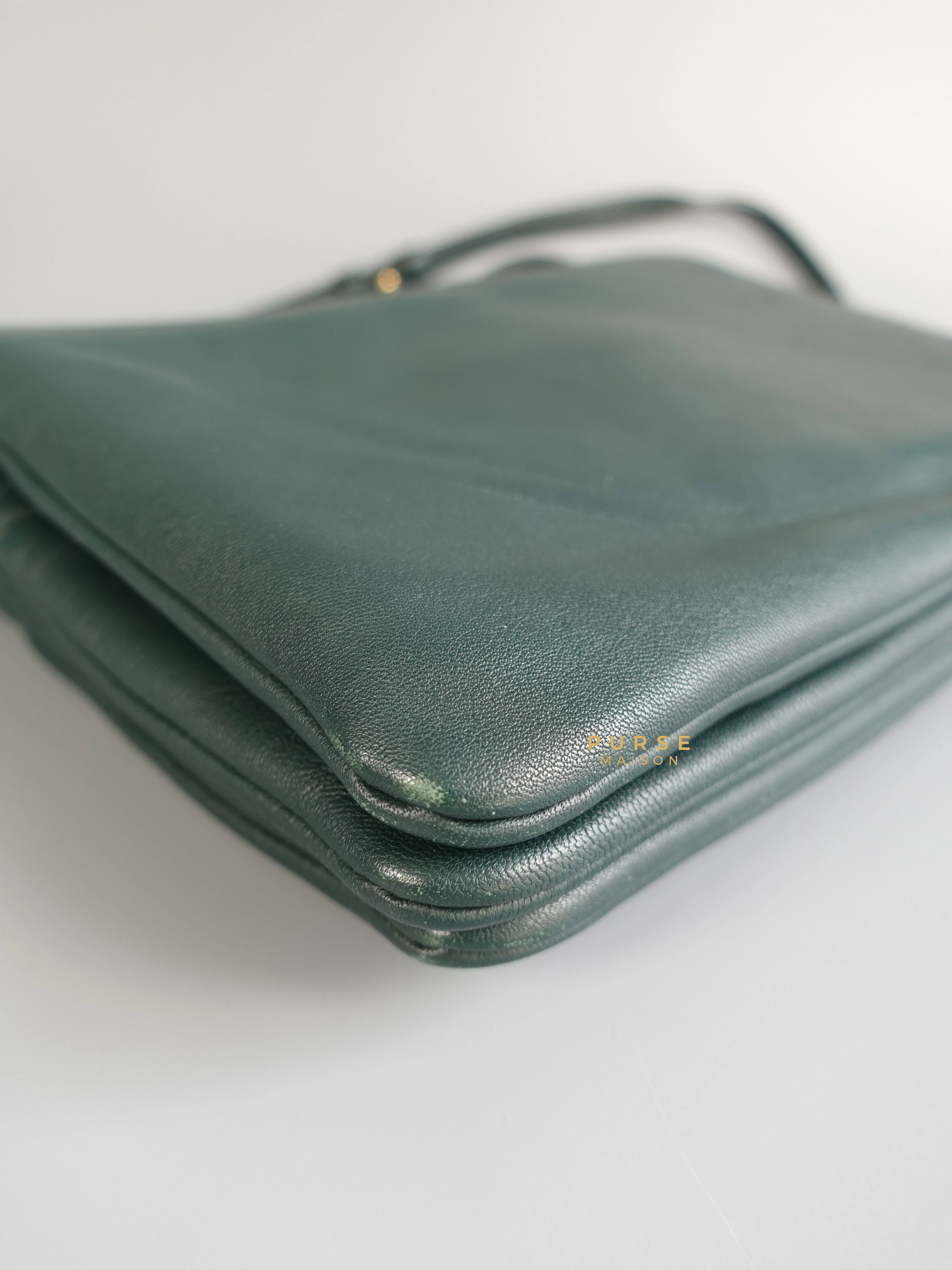 Celine Celine Lambskin Trio Crossbody Bag Dark Green - Image 7