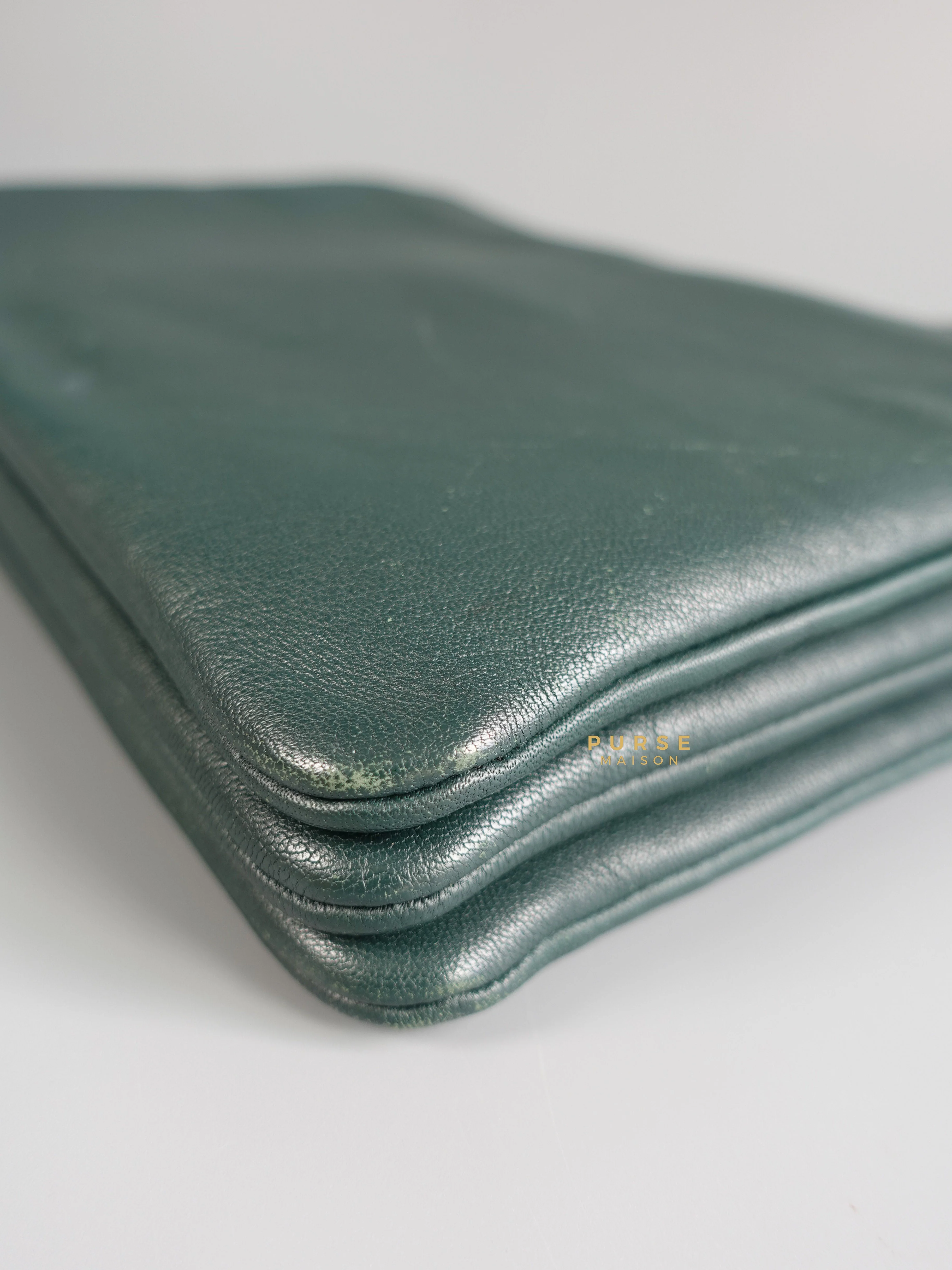 Celine Celine Lambskin Trio Crossbody Bag Dark Green - Image 8