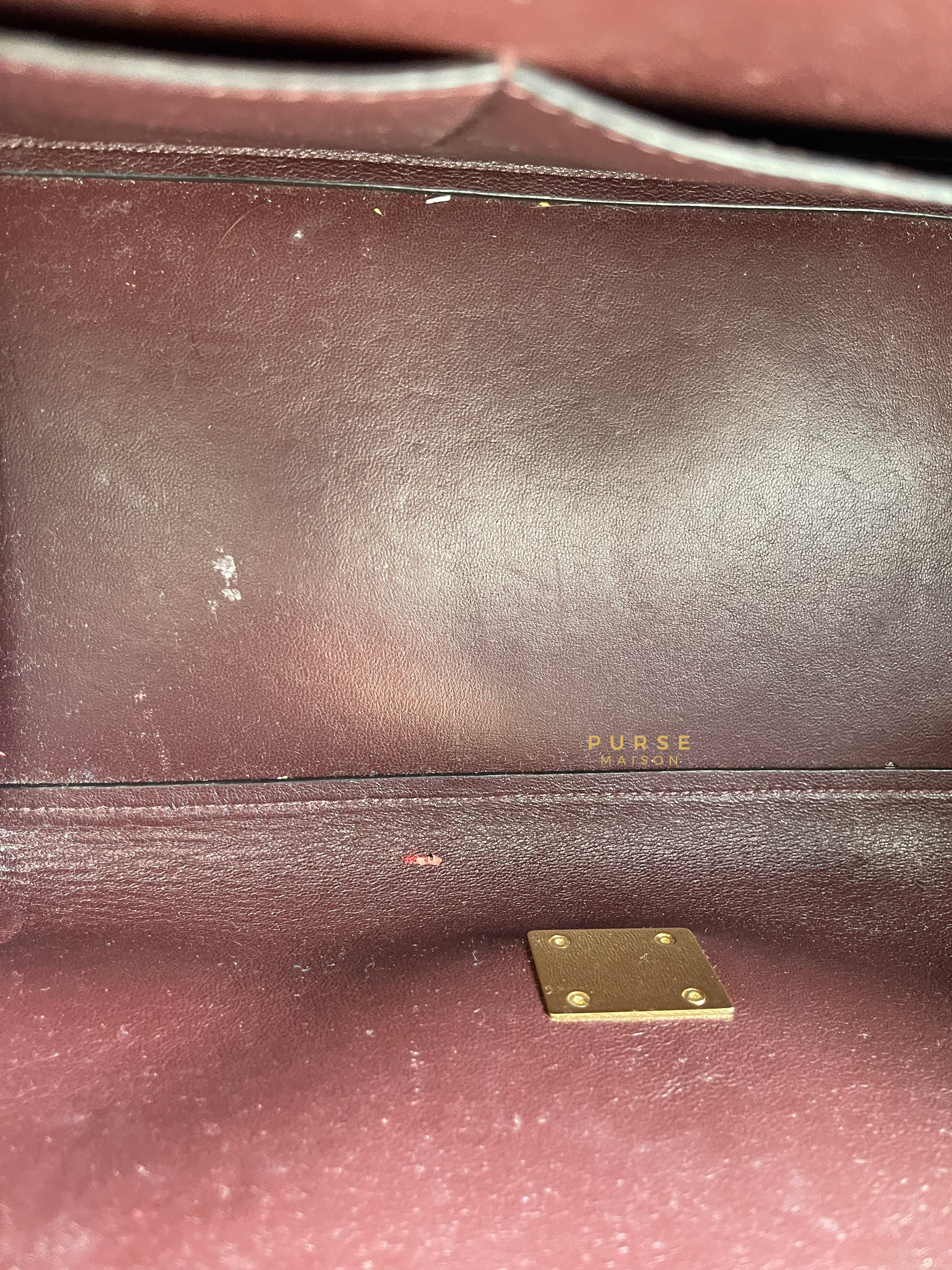 Celine Celine Burgundy Smooth Calfskin Suede Medium Trapeze Long Strap Bag - Image 14