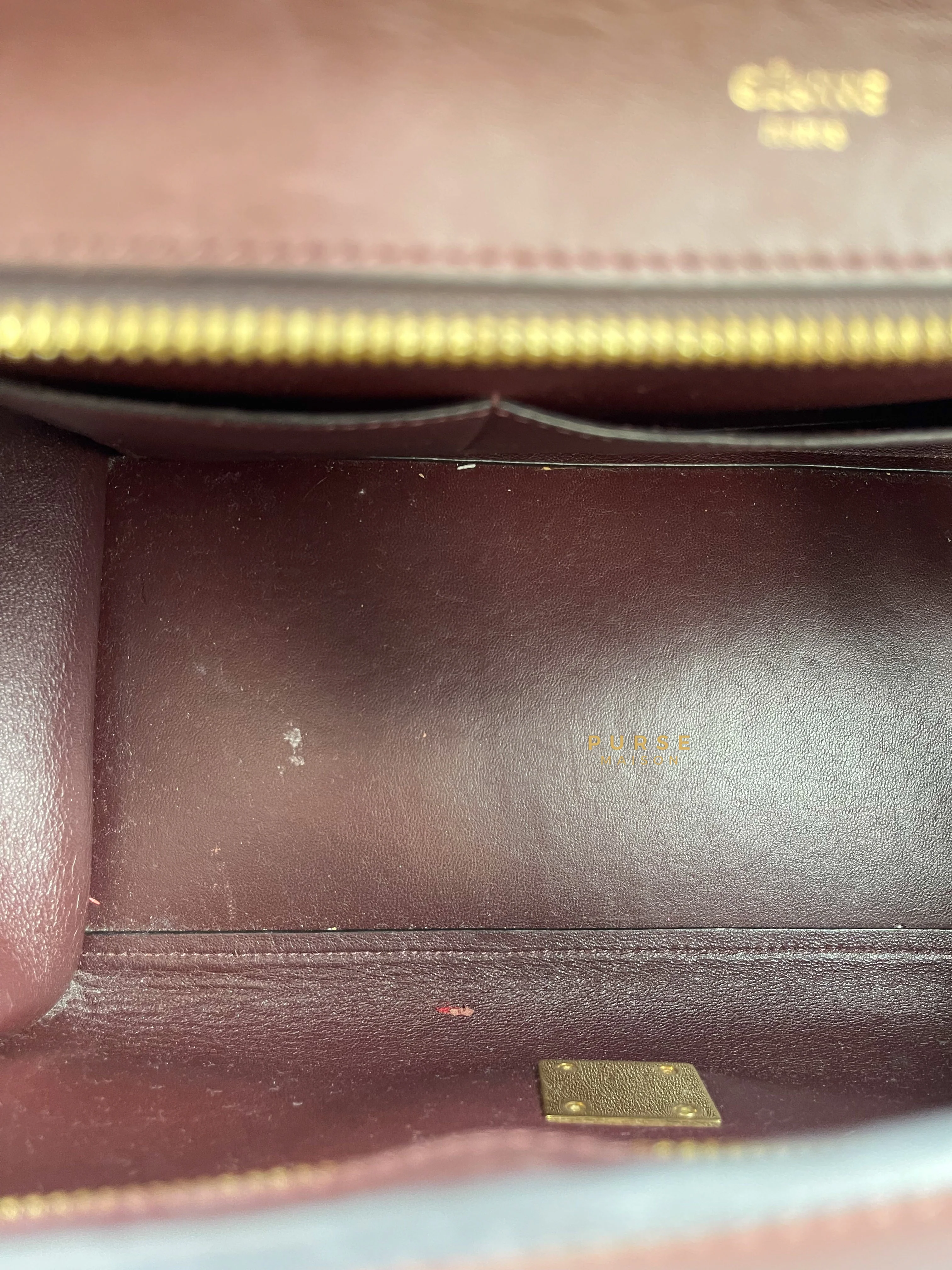 Celine Celine Burgundy Smooth Calfskin Suede Medium Trapeze Long Strap Bag - Image 15