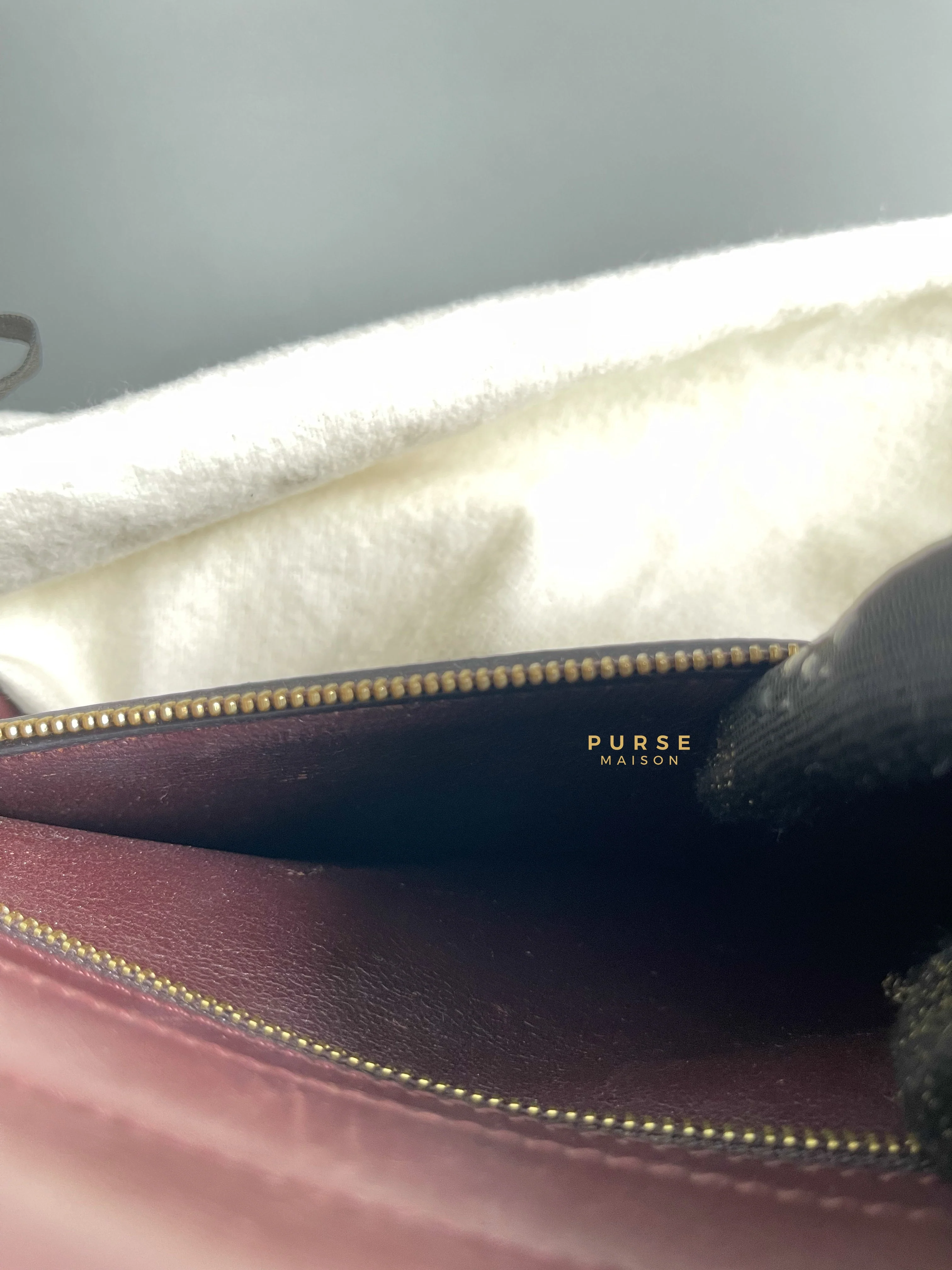 Celine Celine Burgundy Smooth Calfskin Suede Medium Trapeze Long Strap Bag - Image 16