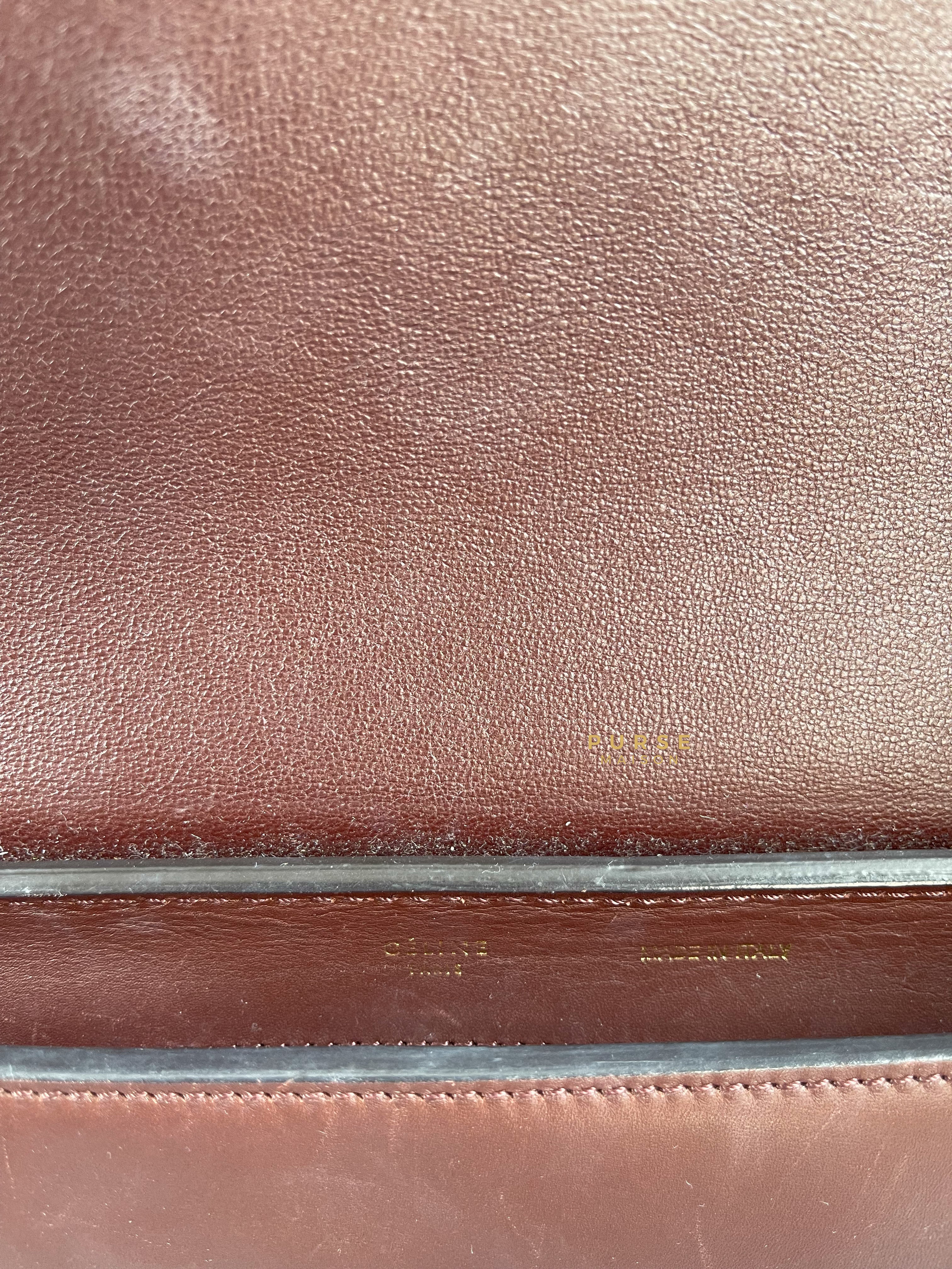 Celine Celine Burgundy Smooth Calfskin Suede Medium Trapeze Long Strap Bag - Image 23