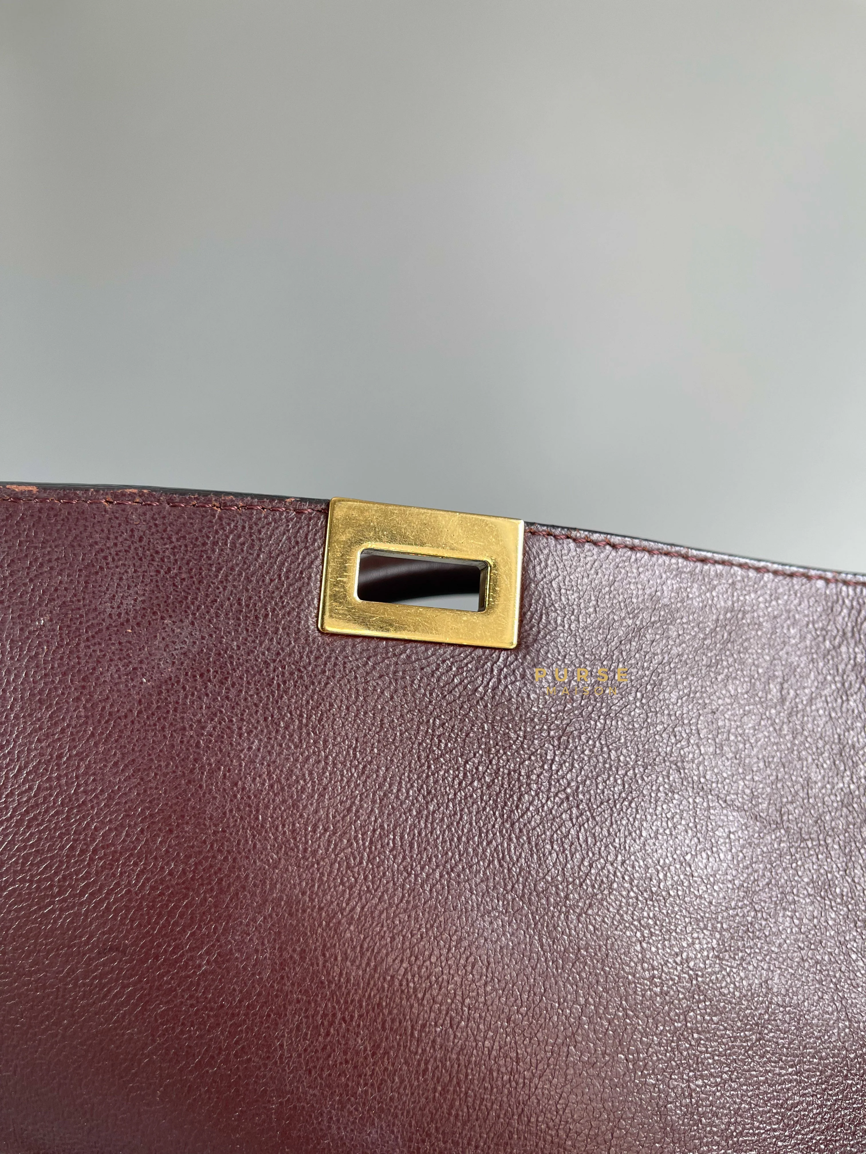 Celine Celine Burgundy Smooth Calfskin Suede Medium Trapeze Long Strap Bag - Image 28