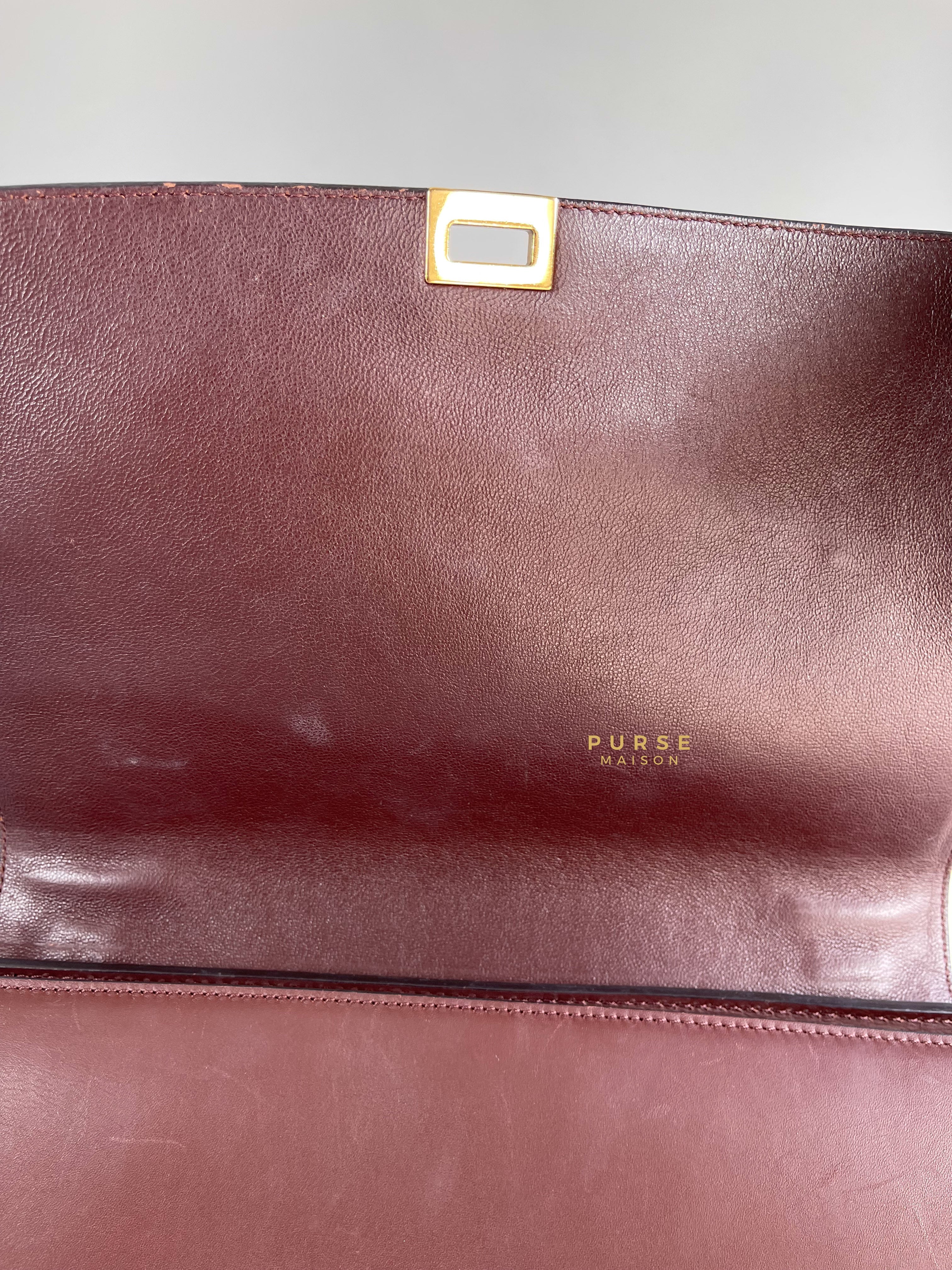 Celine Celine Burgundy Smooth Calfskin Suede Medium Trapeze Long Strap Bag - Image 34