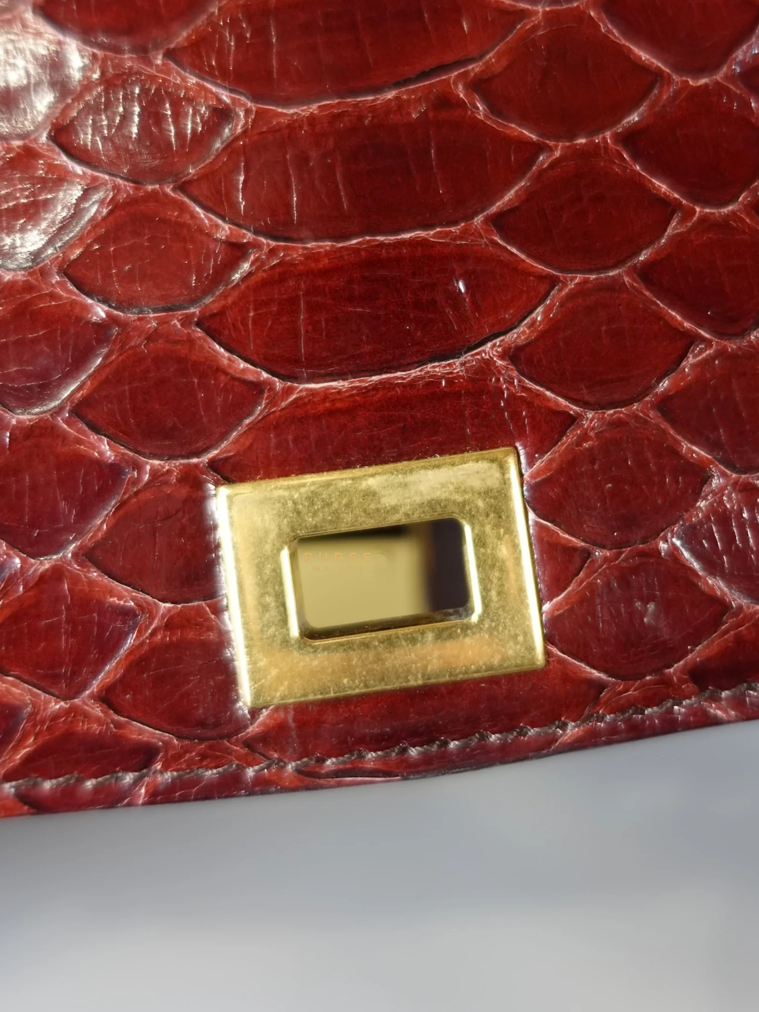 Celine Classic Box Maroon Python Mini Shoulder Bag - Image 20