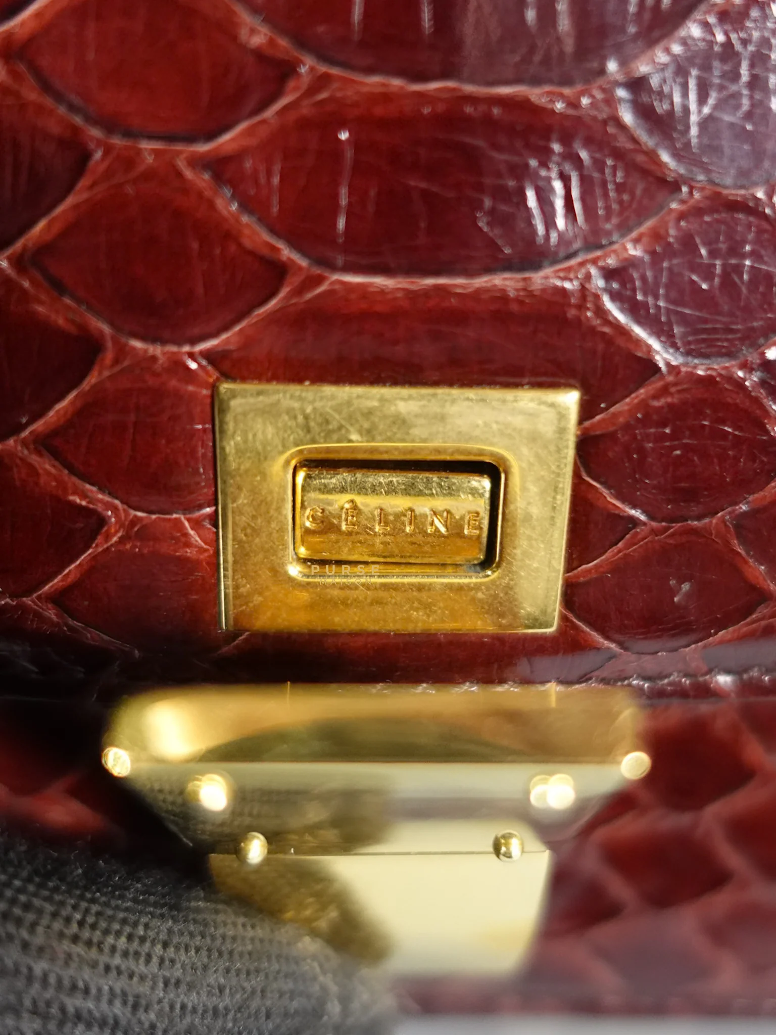 Celine Classic Box Maroon Python Mini Shoulder Bag - Image 21