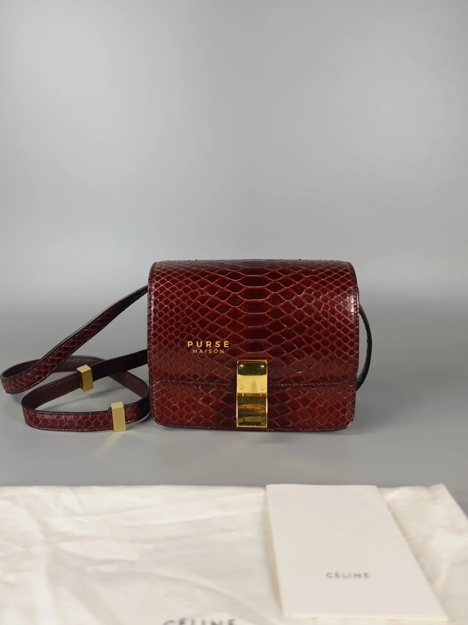 Celine Classic Box Maroon Python Mini Shoulder Bag - Image 28
