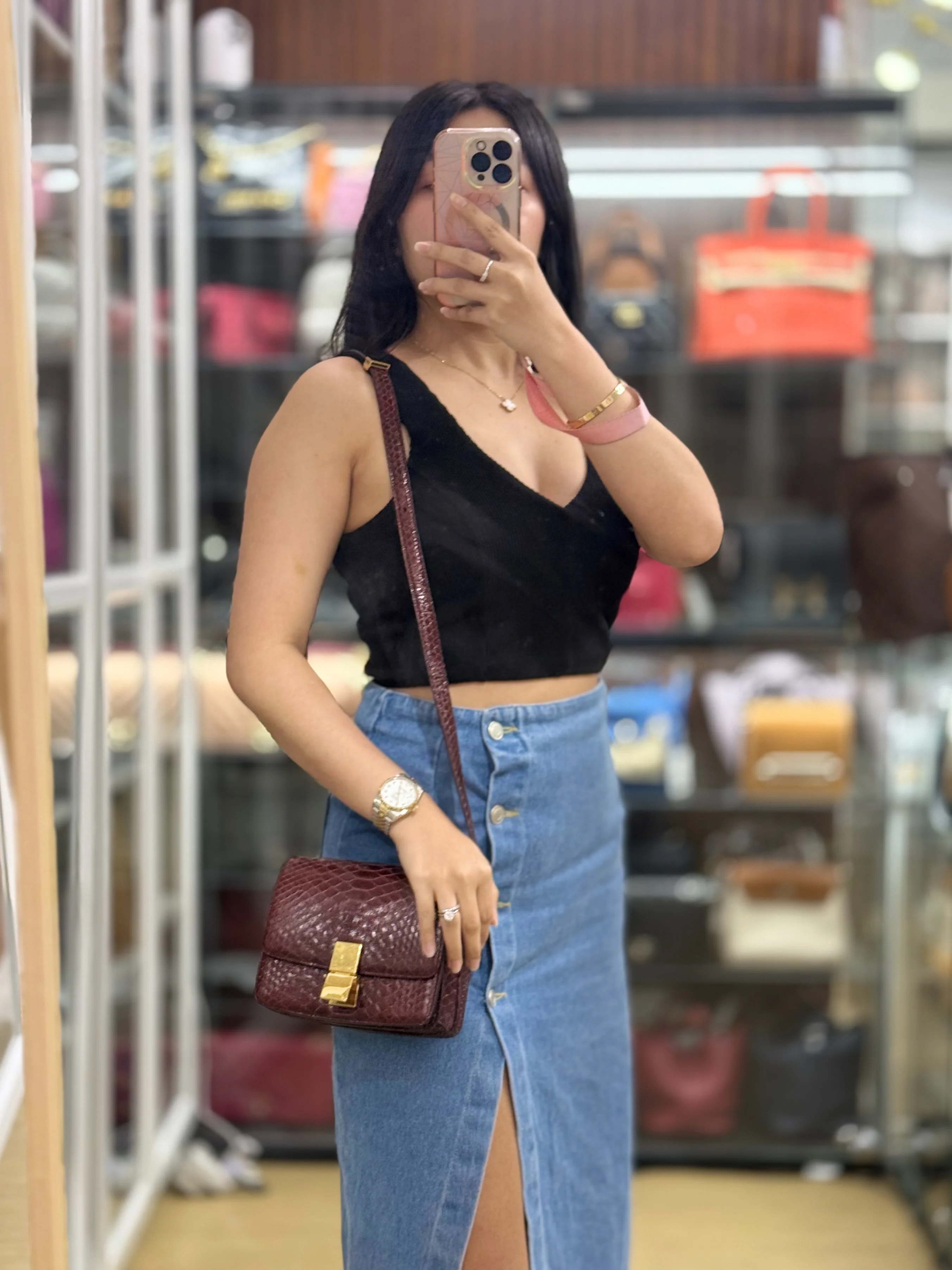 Celine Classic Box Maroon Python Mini Shoulder Bag - Image 33