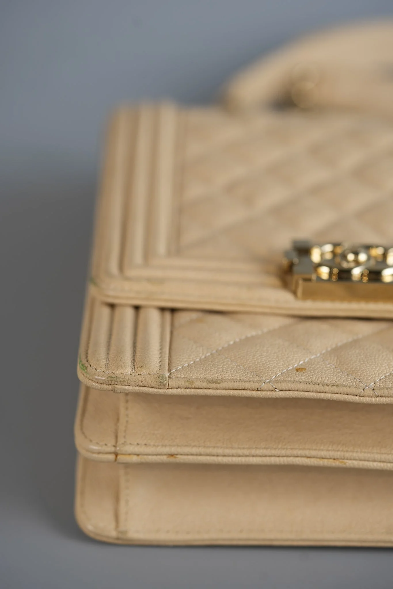 Chanel Cruise Boy North South in Light Beige Caviar Leather and Light Gold Hardware Series 29 - Image 13