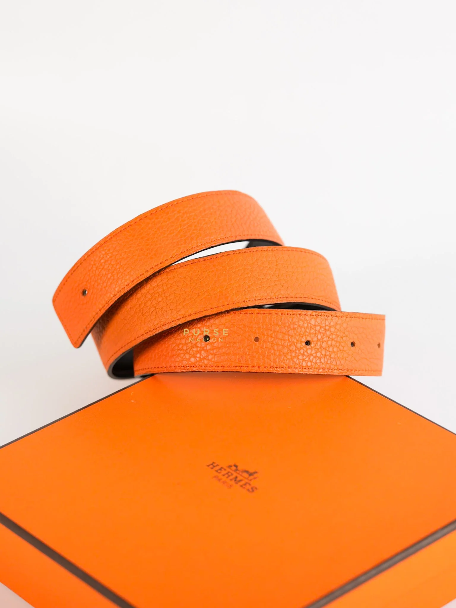 Hermes Constance Belt Reversible Leather Strap (Orange/Chocolat) (85) (Belt Only) - Image 2